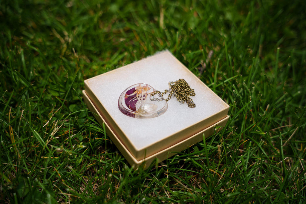 Dark Purple Necklace - Epoxy Resin Pendant __etsy:8089093770