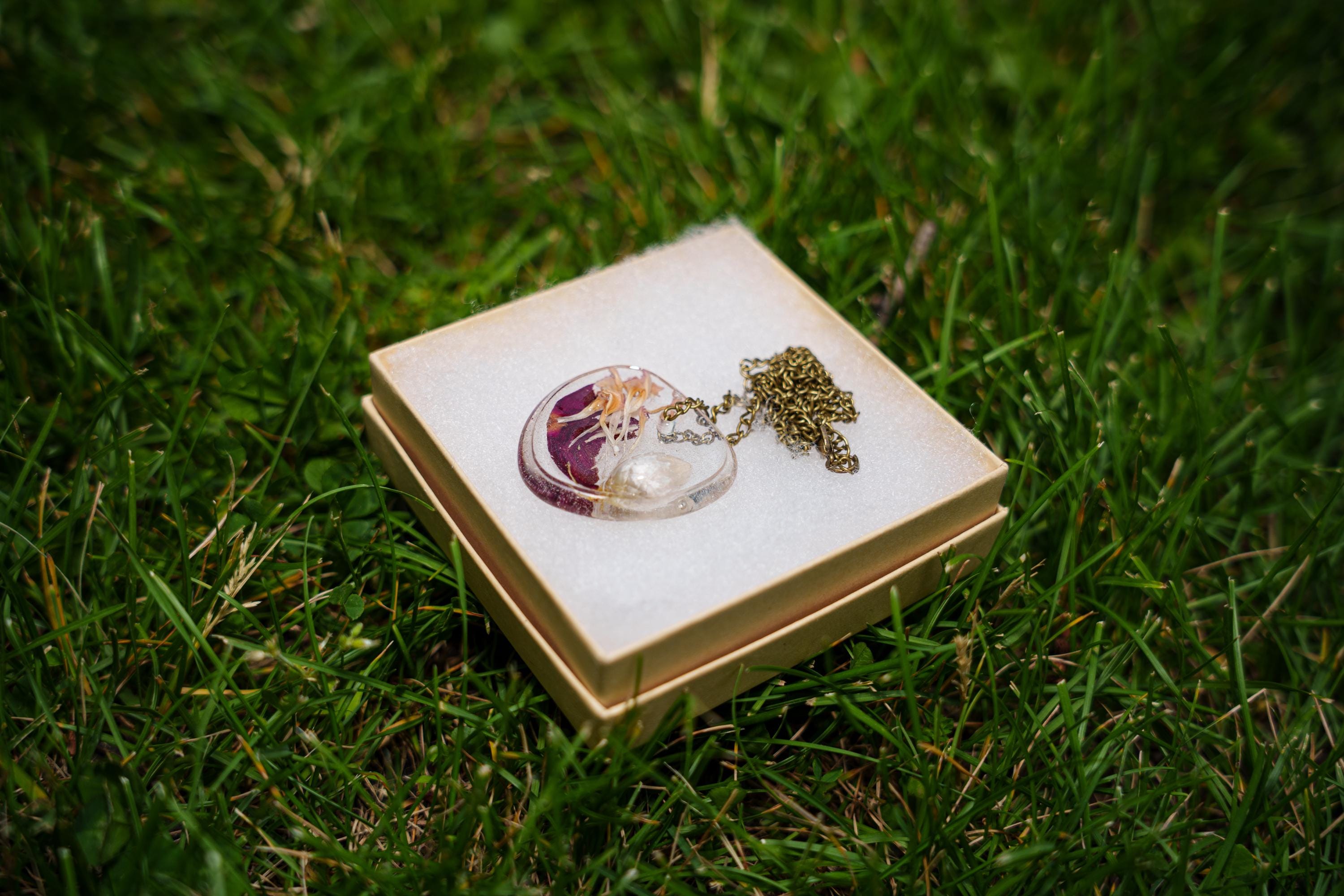 Dark Purple Necklace - Epoxy Resin Pendant __etsy:8089093770