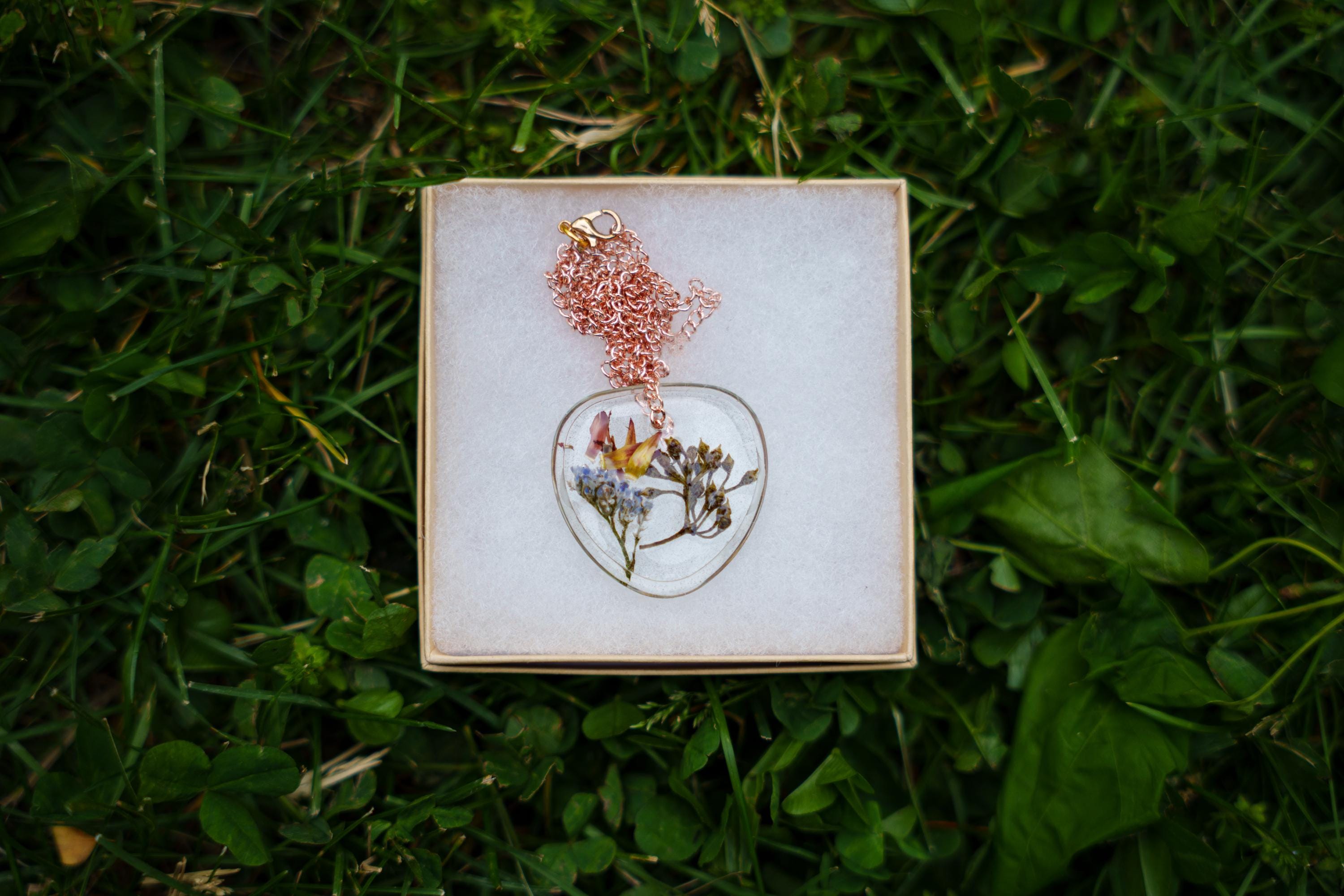 Multicolor Necklace - Dried Flower Pendant __etsy:8136935999