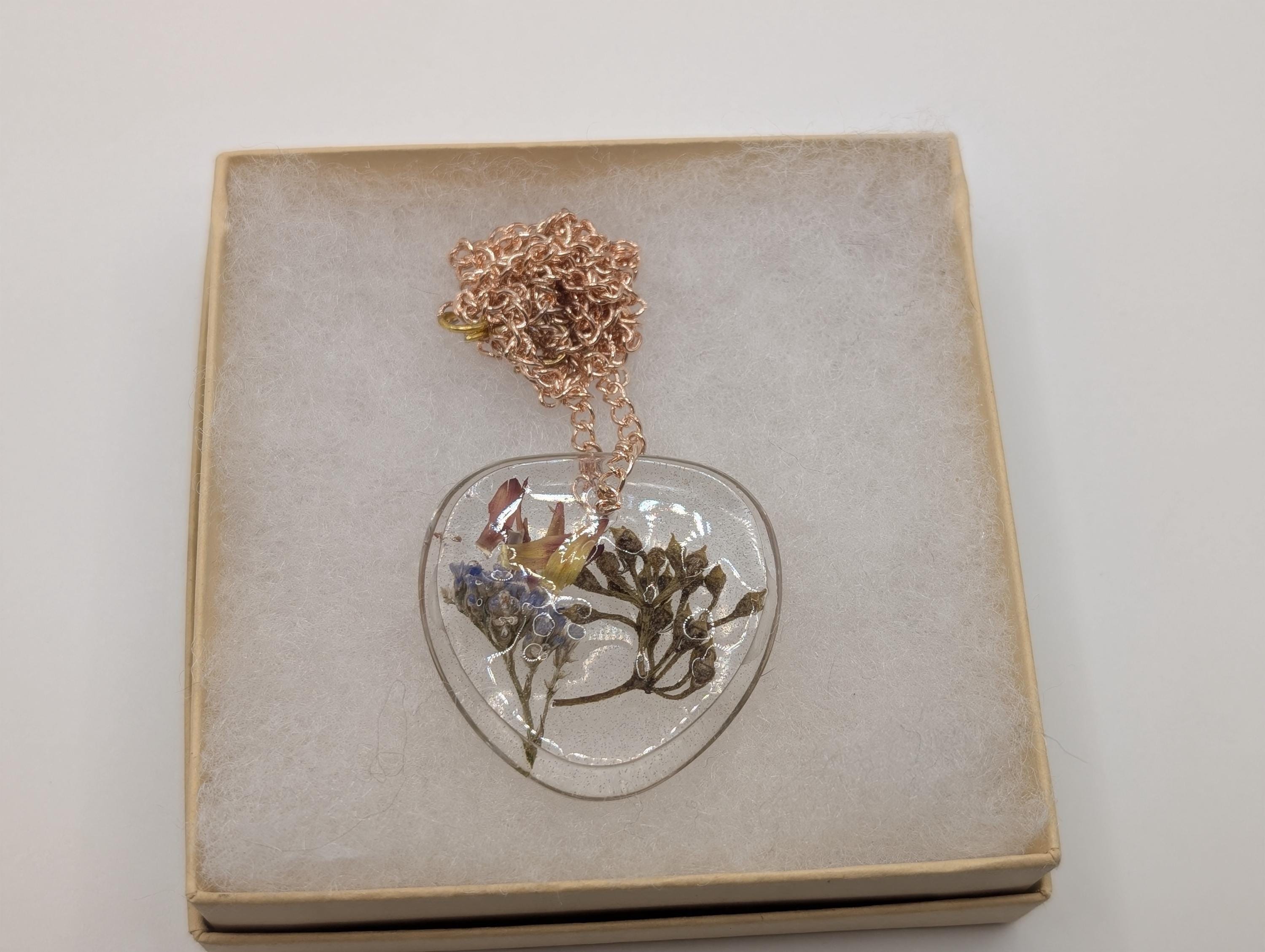 Multicolor Necklace - Dried Flower Pendant __etsy:8136830559