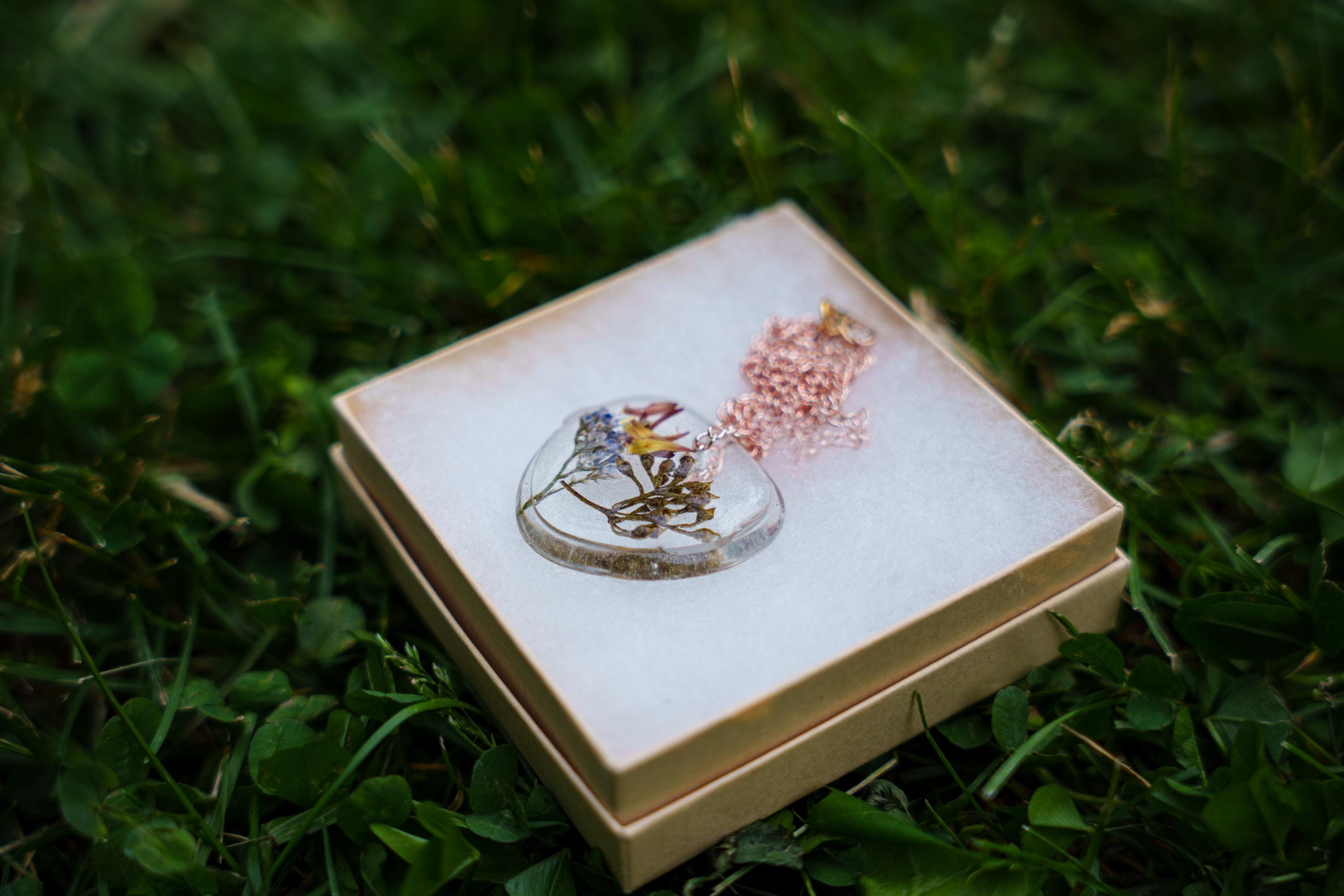Multicolor Necklace - Dried Flower Pendant __etsy:8088915450