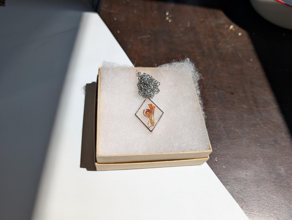 Small Orange Pendant - Bold Simple Accessory - Stainless Steel Chain __etsy:8089475506