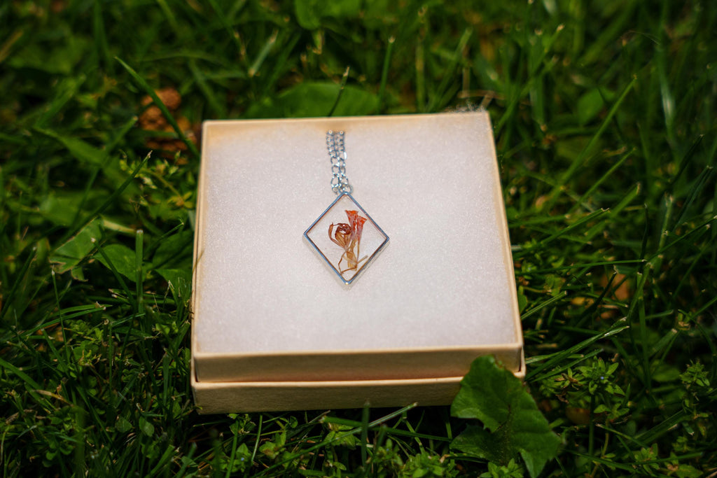 Small Orange Pendant - Bold Simple Accessory - Stainless Steel Chain __etsy:8089475912