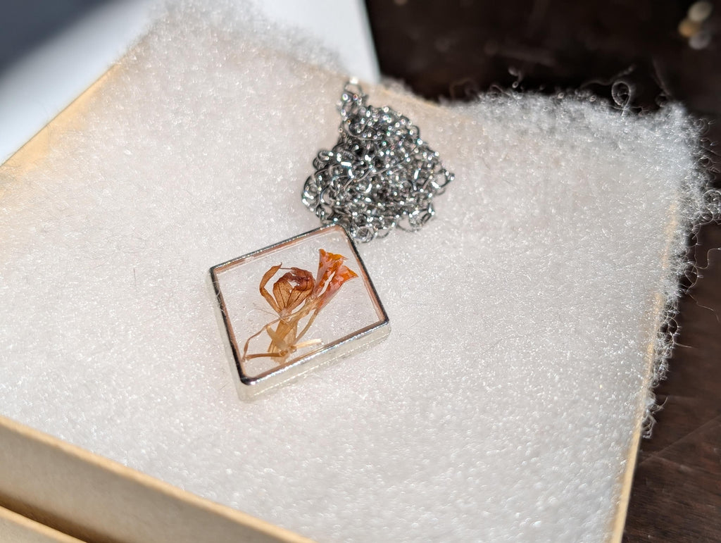 Small Orange Pendant - Bold Simple Accessory - Stainless Steel Chain __etsy:8089475640