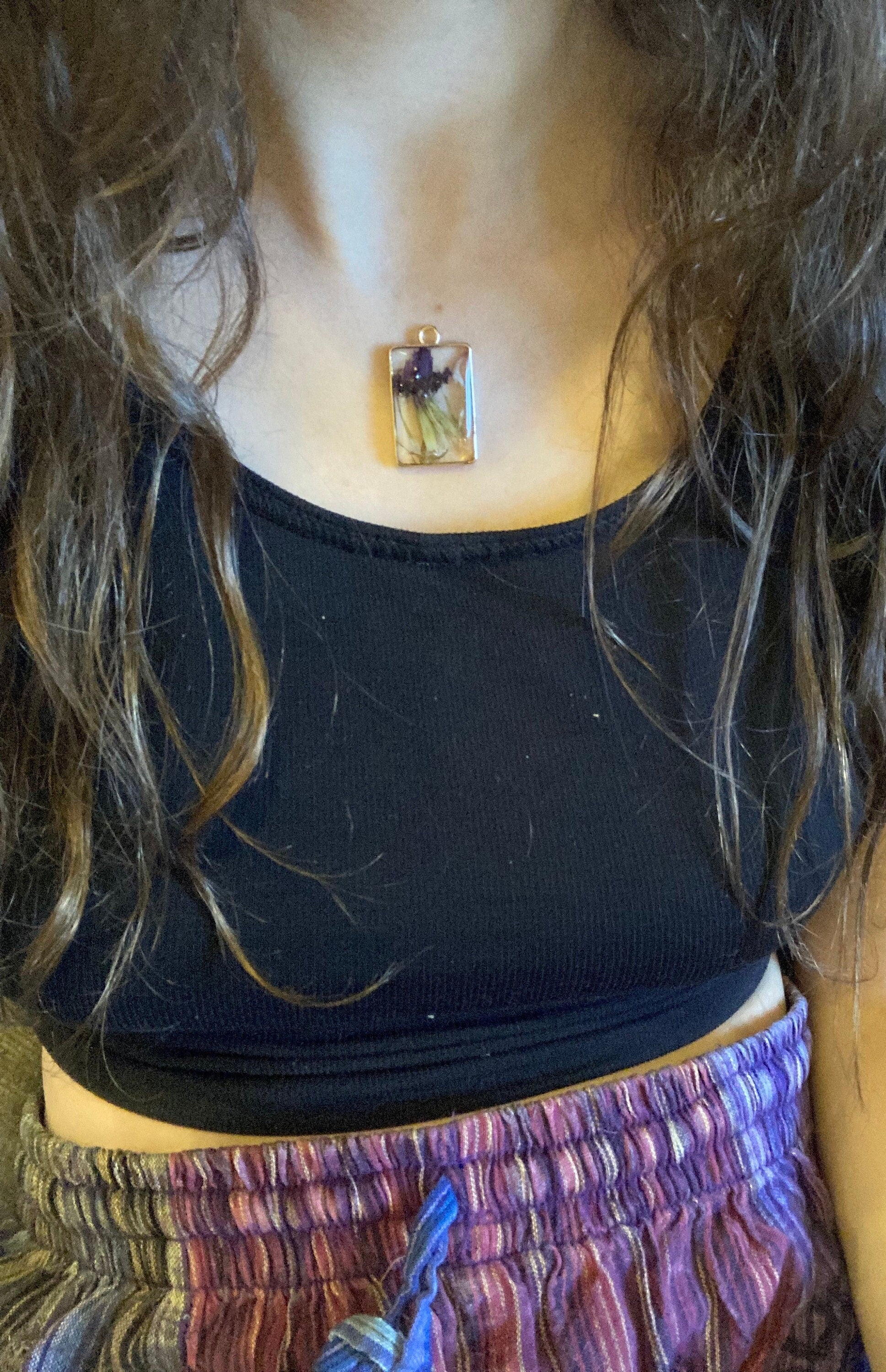 Vibrant Pressed Flower Necklace - Handmade Jewelry
