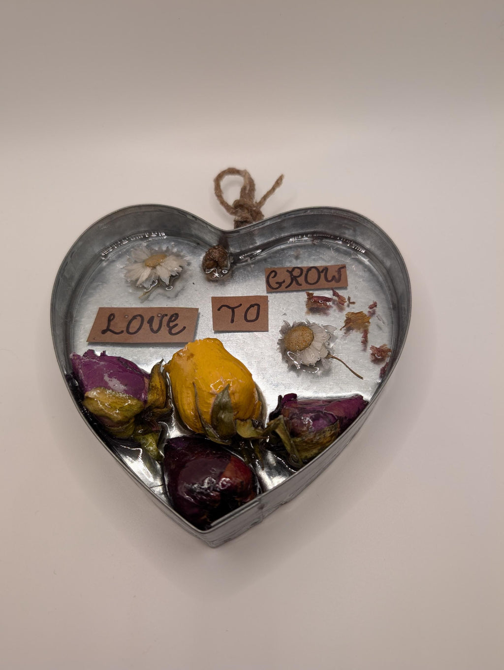 Love and Growth Real Flower Decor - Upcycling Art - Gardening Gift