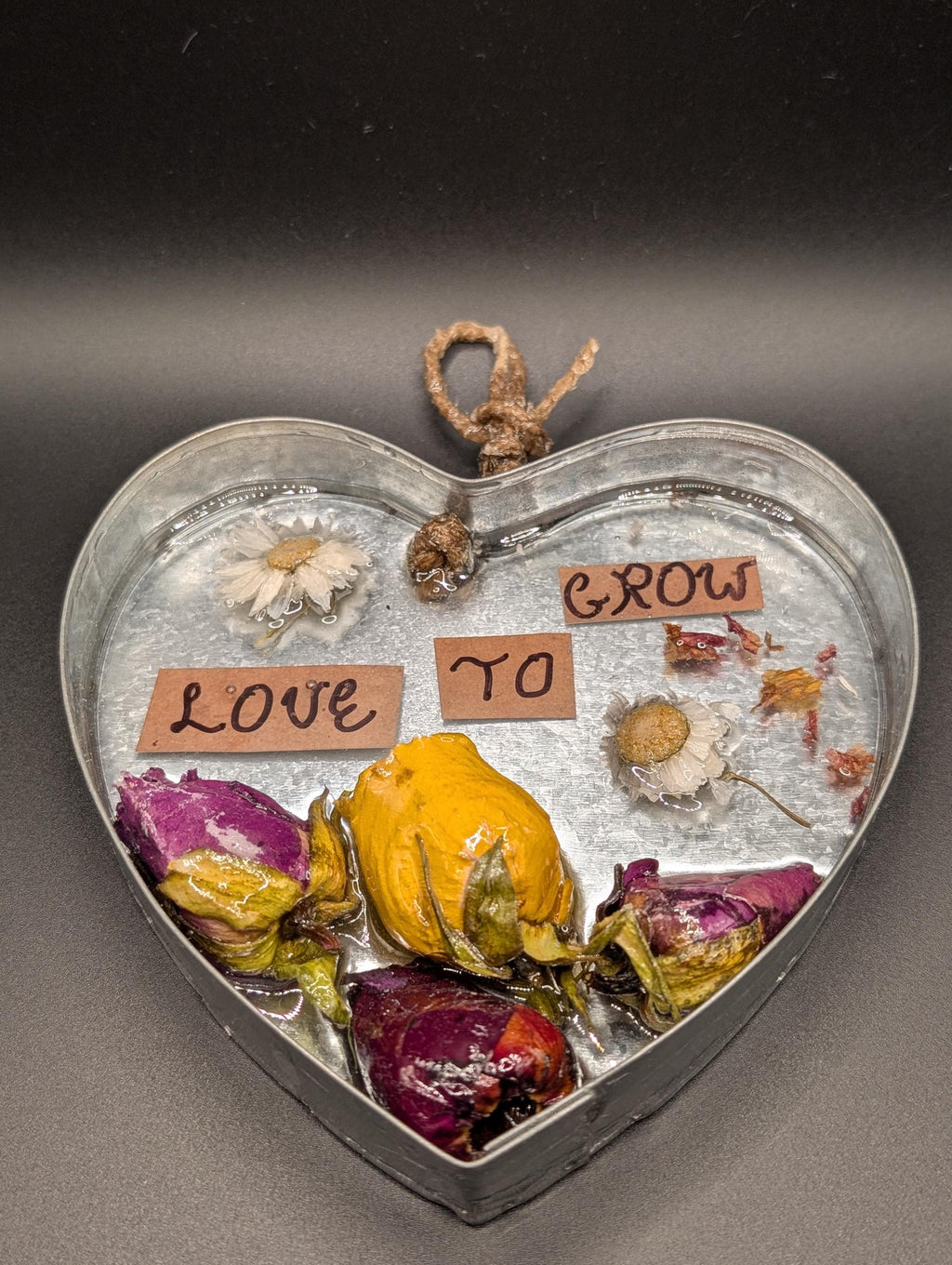 Love and Growth Real Flower Decor - Upcycling Art - Gardening Gift
