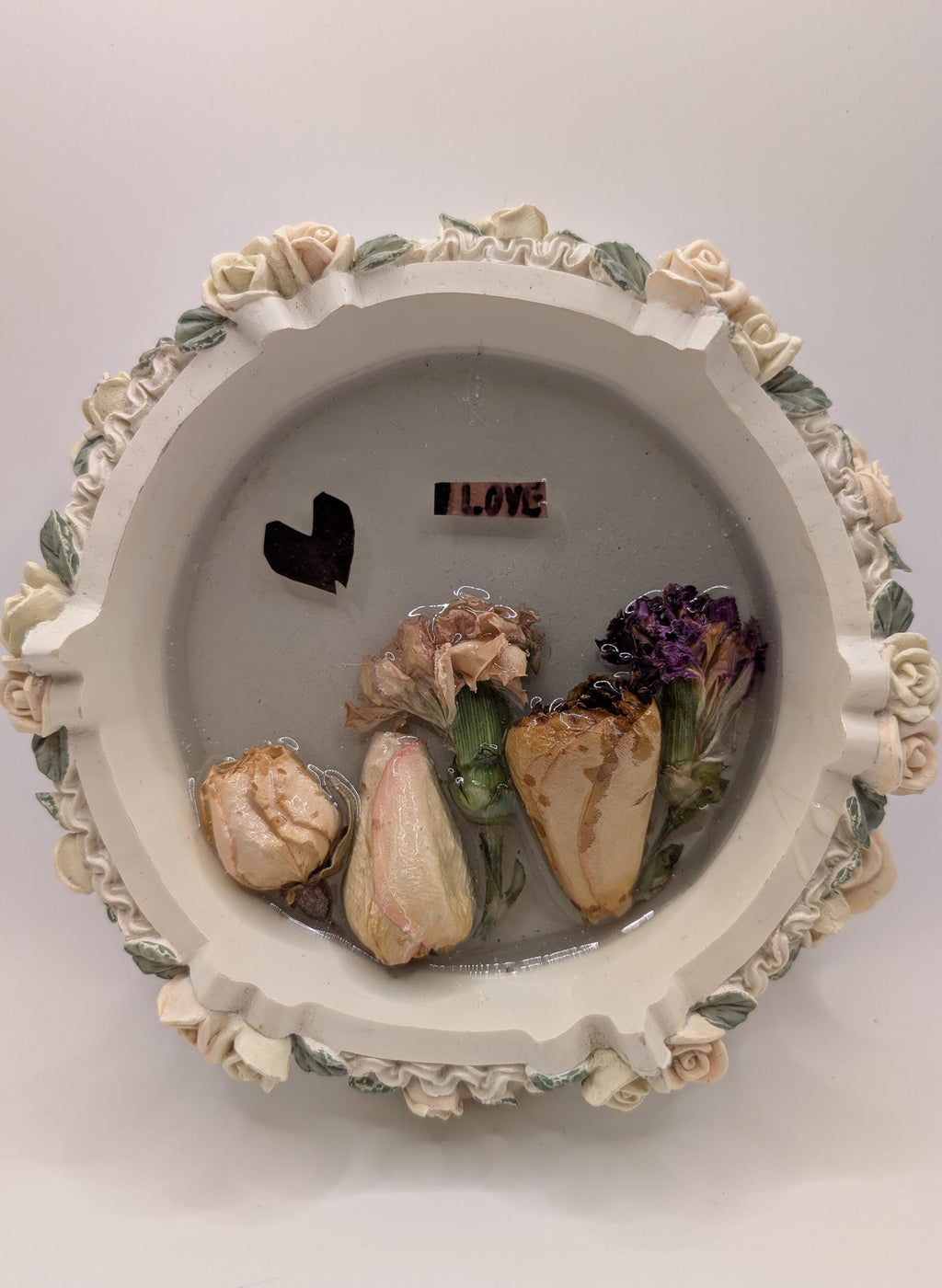 Repurposed Dried Flower Art - Upcycled Round Wall Hanging