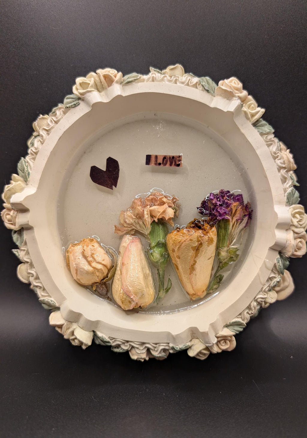 Repurposed Dried Flower Art - Upcycled Round Wall Hanging