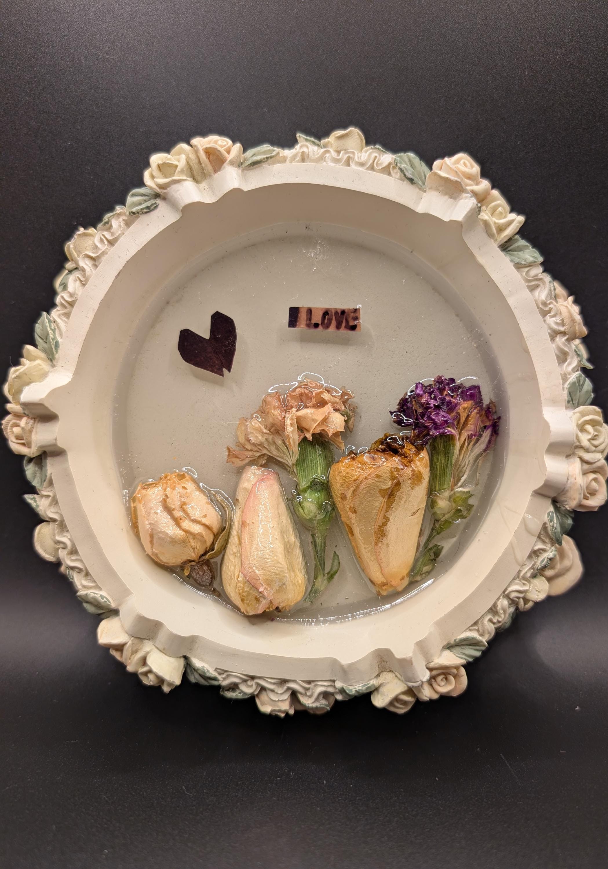 Repurposed Dried Flower Art - Upcycled Round Wall Hanging