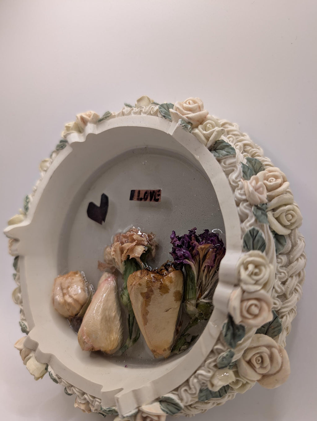 Repurposed Dried Flower Art - Upcycled Round Wall Hanging