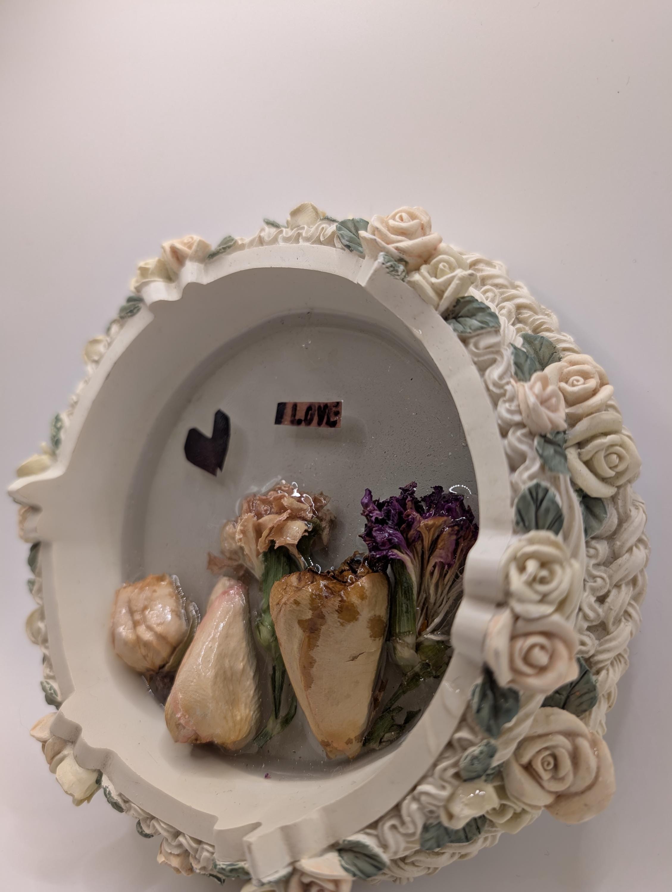 Repurposed Dried Flower Art - Upcycled Round Wall Hanging