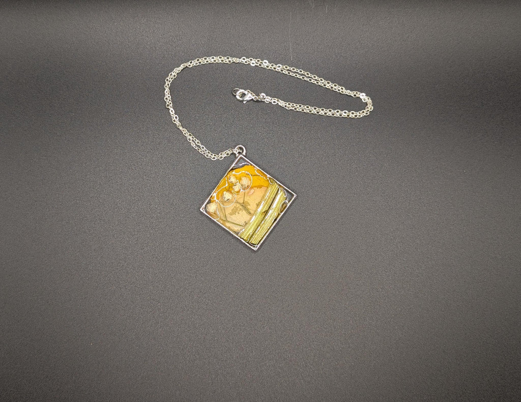 Real Flower Petal Sunset Necklace - Natural Dried Flower Jewelry