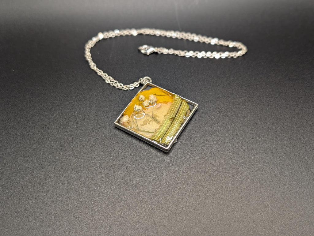 Real Flower Petal Sunset Necklace - Natural Dried Flower Jewelry