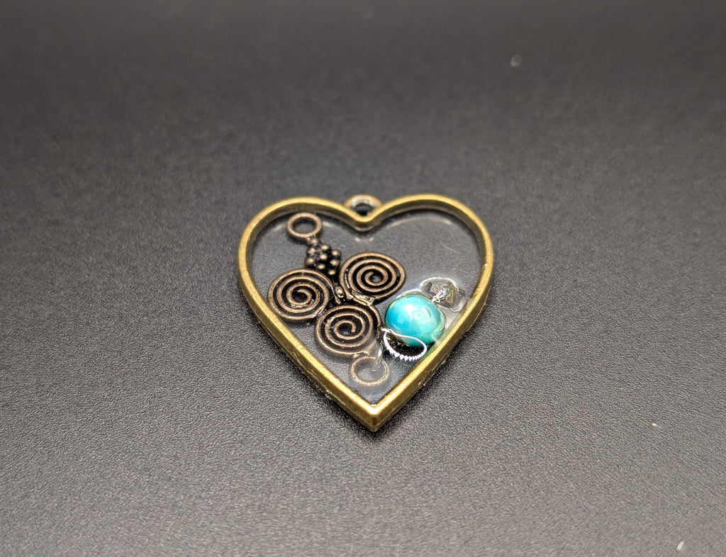 Handmade Blue Heart Necklace - Resin Jewelry - Heart-Shaped Necklace __etsy:6964726582