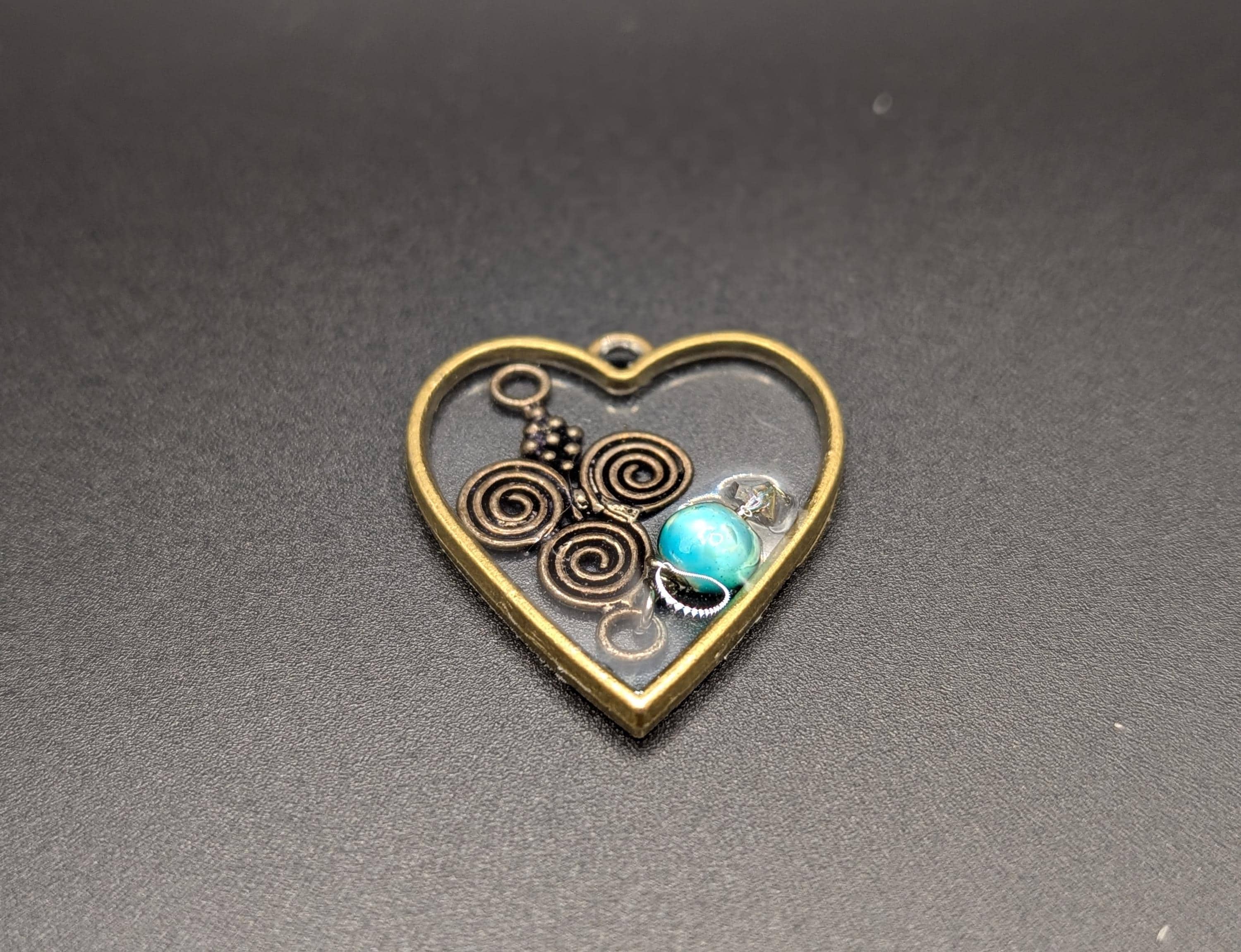 Handmade Blue Heart Necklace - Resin Jewelry - Heart-Shaped Necklace __etsy:6964726582