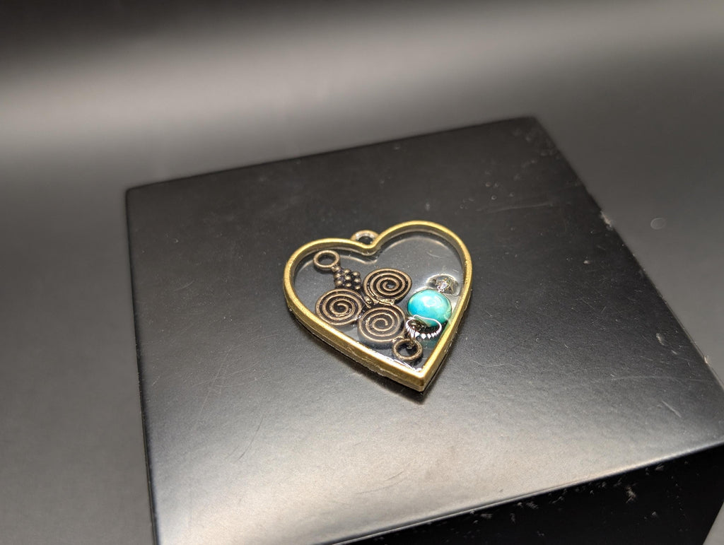 Handmade Blue Heart Necklace - Resin Jewelry - Heart-Shaped Necklace __etsy:6964799982
