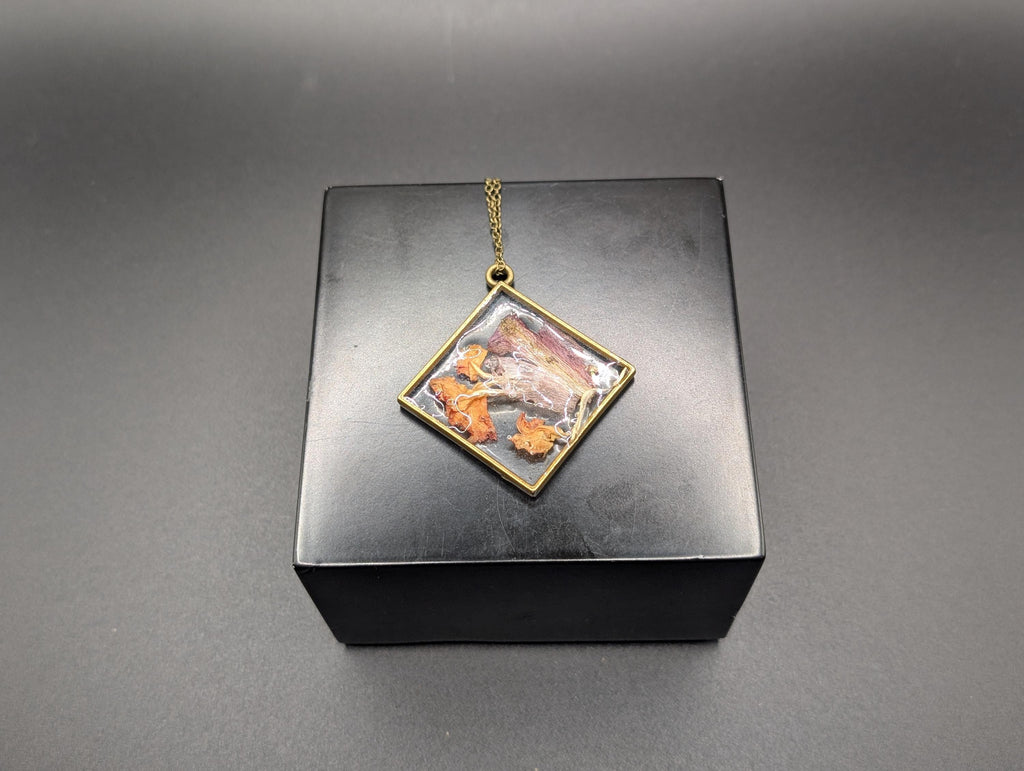 Natural Pink and Orange Necklace - Flower Petal Jewelry