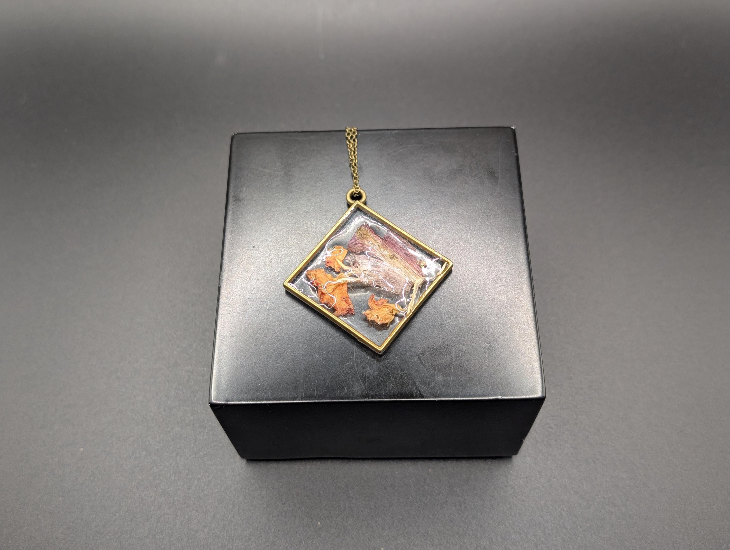 Natural Pink and Orange Necklace - Flower Petal Jewelry