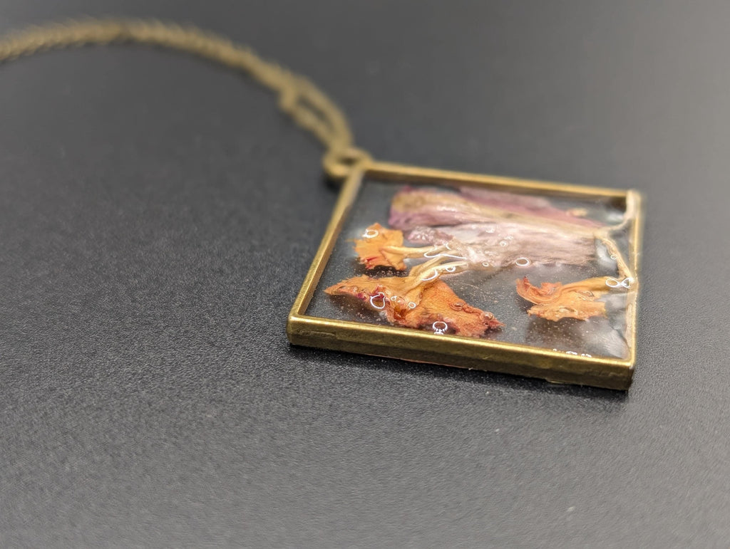 Natural Pink and Orange Necklace - Flower Petal Jewelry