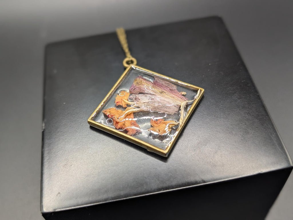 Natural Pink and Orange Necklace - Flower Petal Jewelry