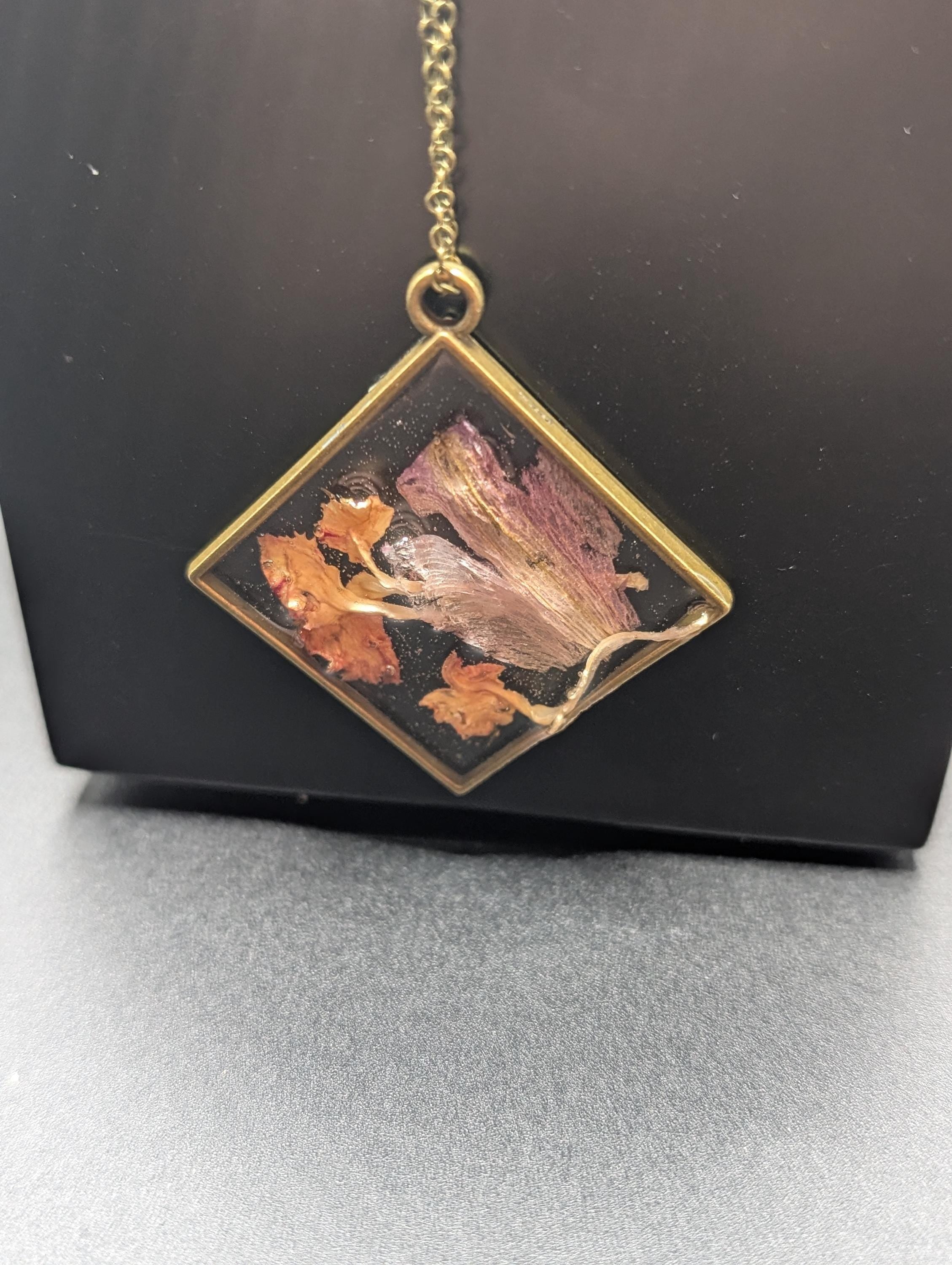 Natural Pink and Orange Necklace - Flower Petal Jewelry