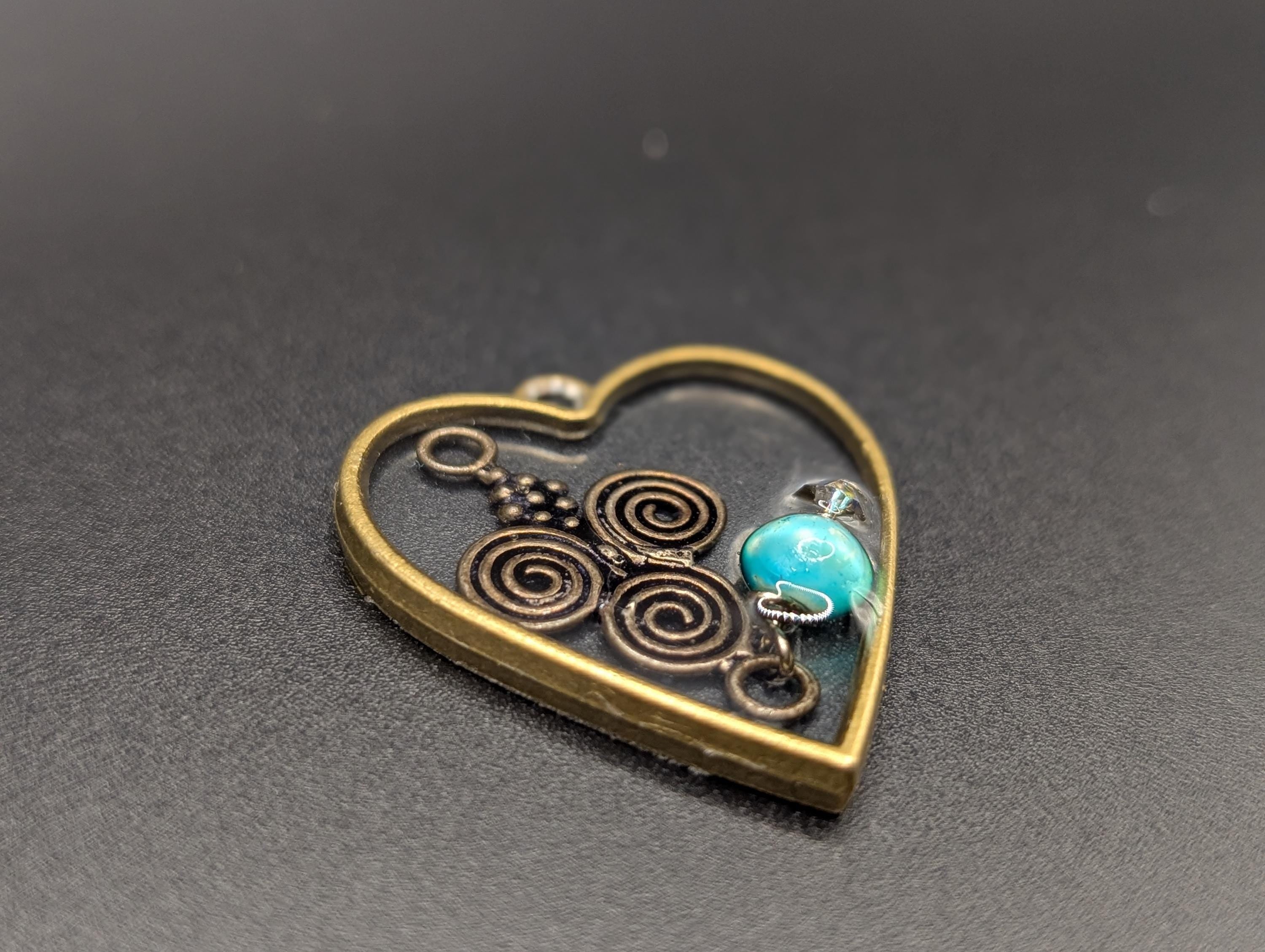 Handmade Blue Heart Necklace - Resin Jewelry - Heart-Shaped Necklace __etsy:7012700339