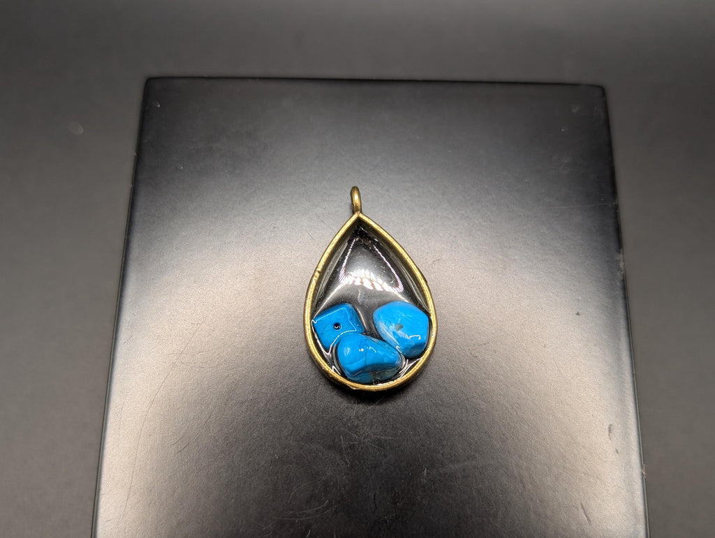 Howlite Necklace - Electric Blue Geology Pebble Jewelry