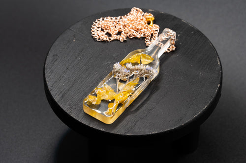 Bottle Necklace - Dried Flower Pendant - Lightweight Resin Jewelry __etsy:7670258978