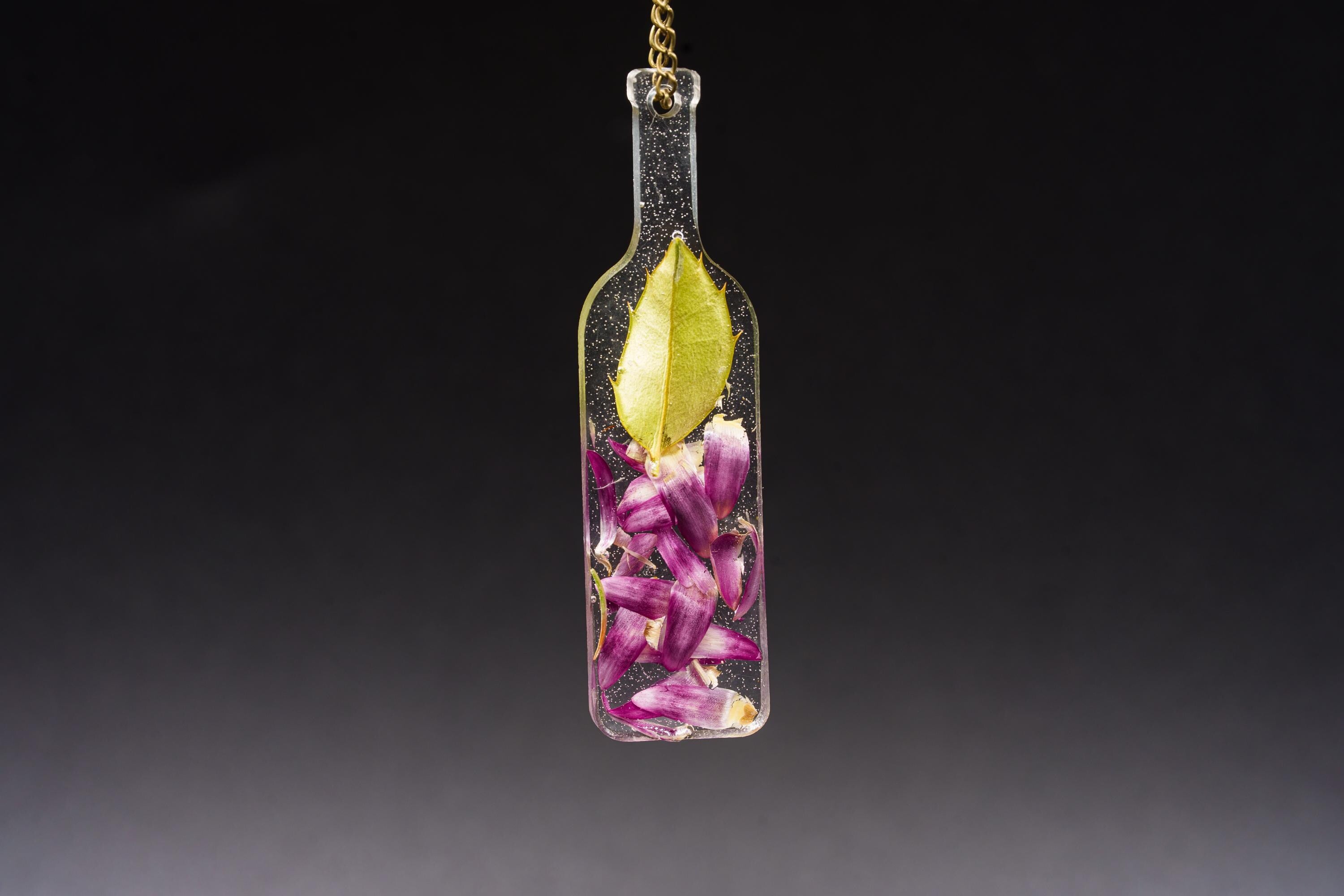Real Leaf Bottle Earrings - Plant Jewelry - Long Earrings __etsy:7670350134