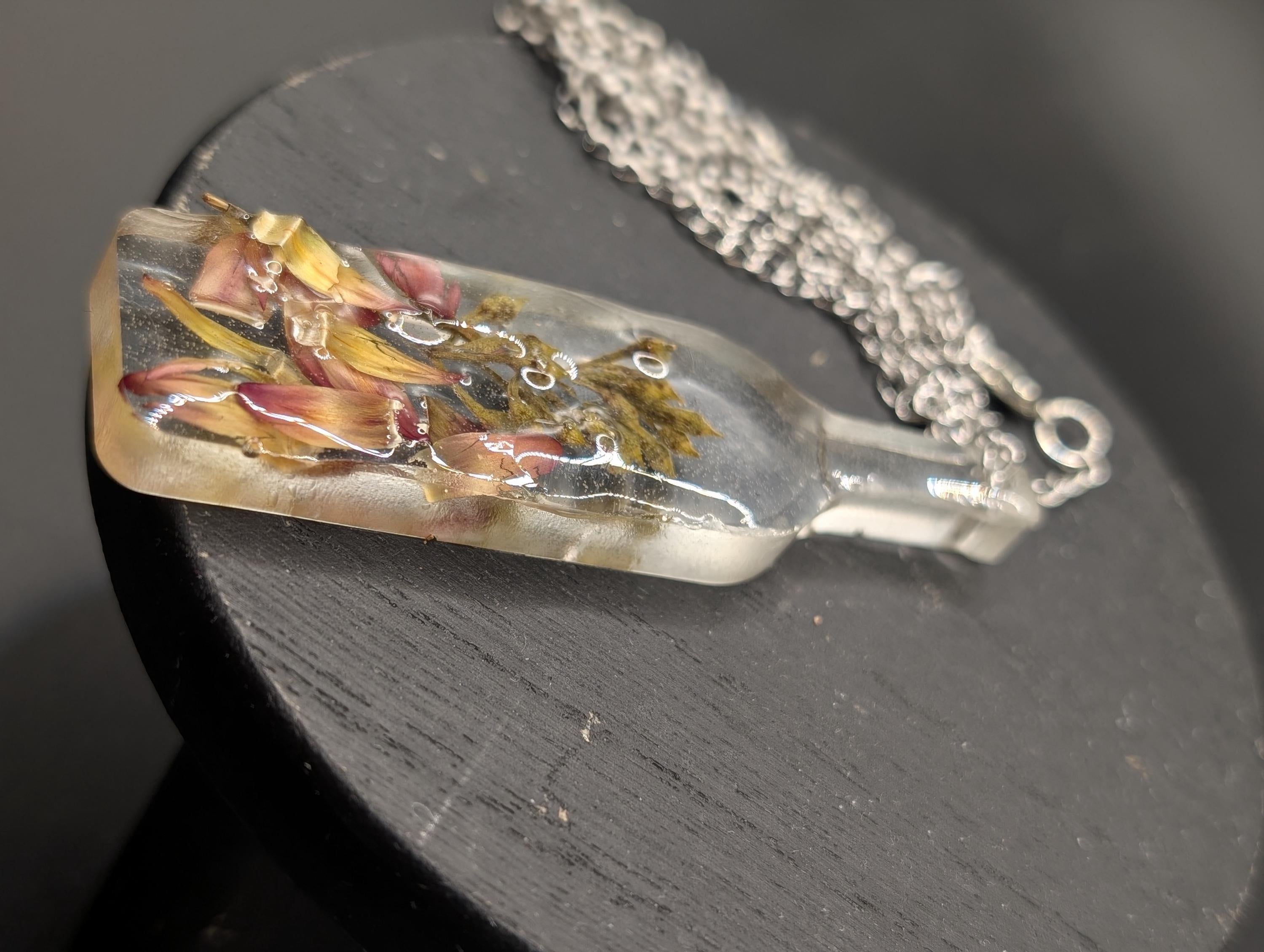 Real Botanical Bottle Necklace - Dried Flower Jewelry __etsy:7736599430