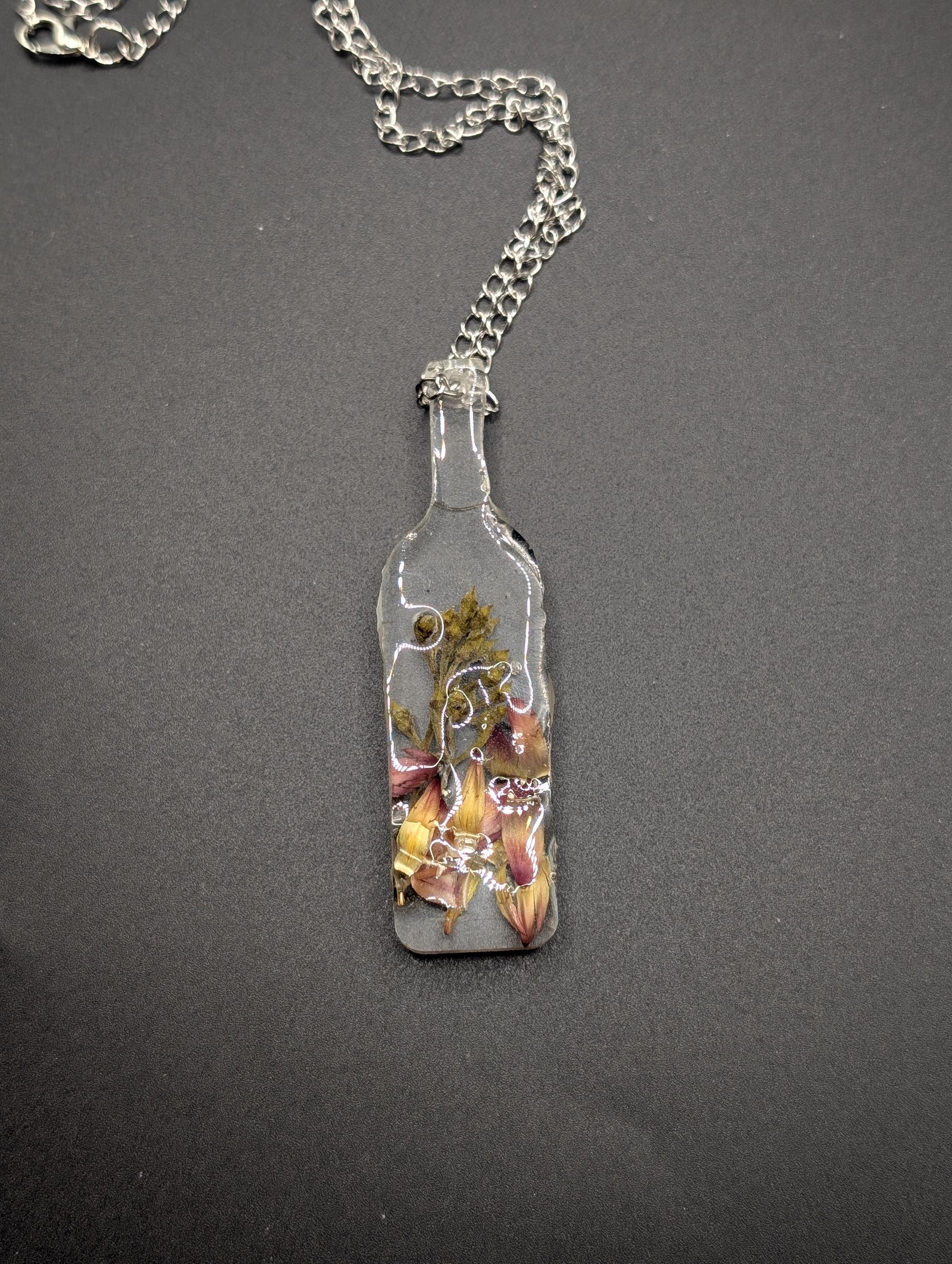 Real Botanical Bottle Necklace - Dried Flower Jewelry __etsy:7736599450