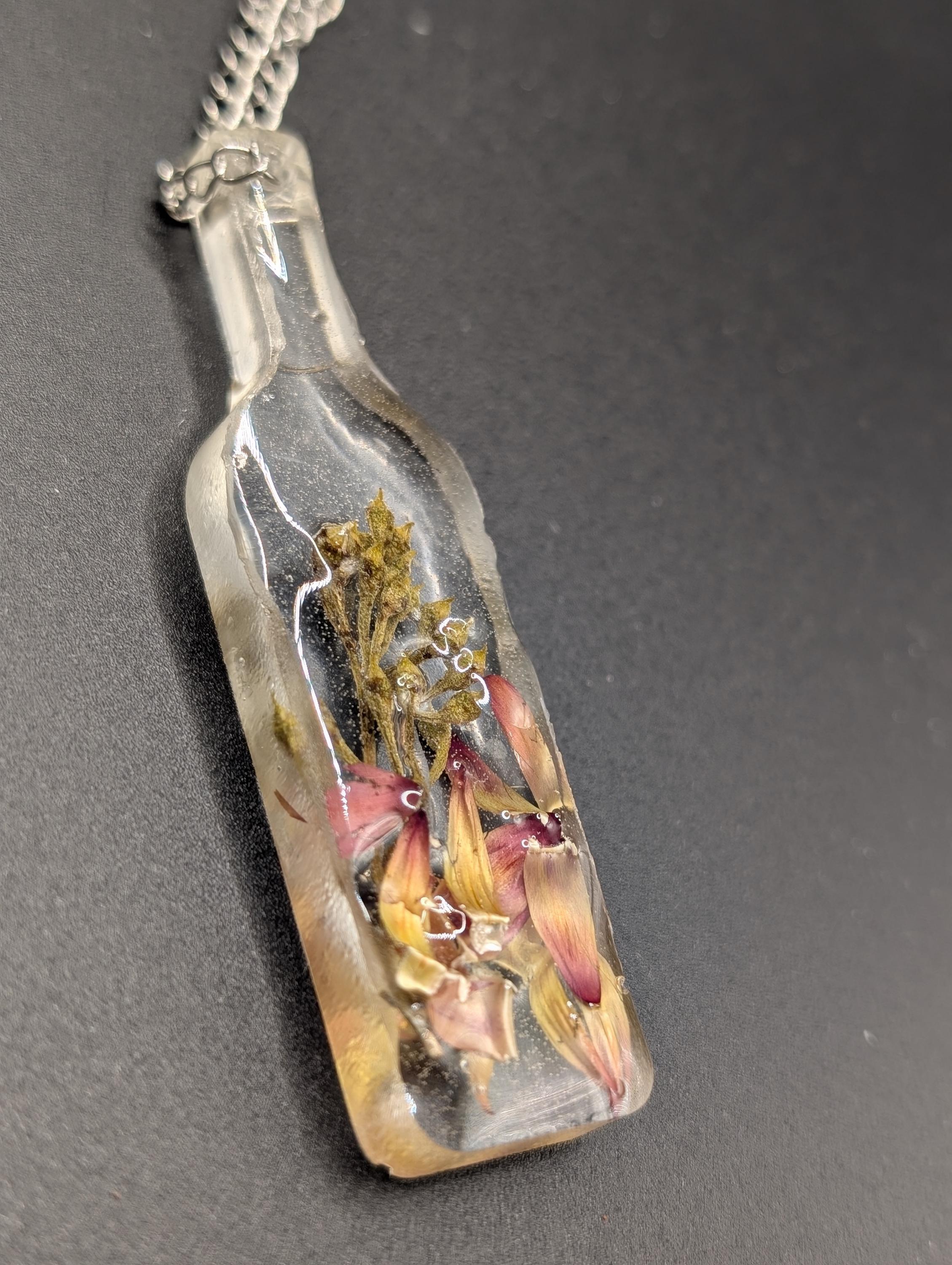 Real Botanical Bottle Necklace - Dried Flower Jewelry __etsy:7736599456