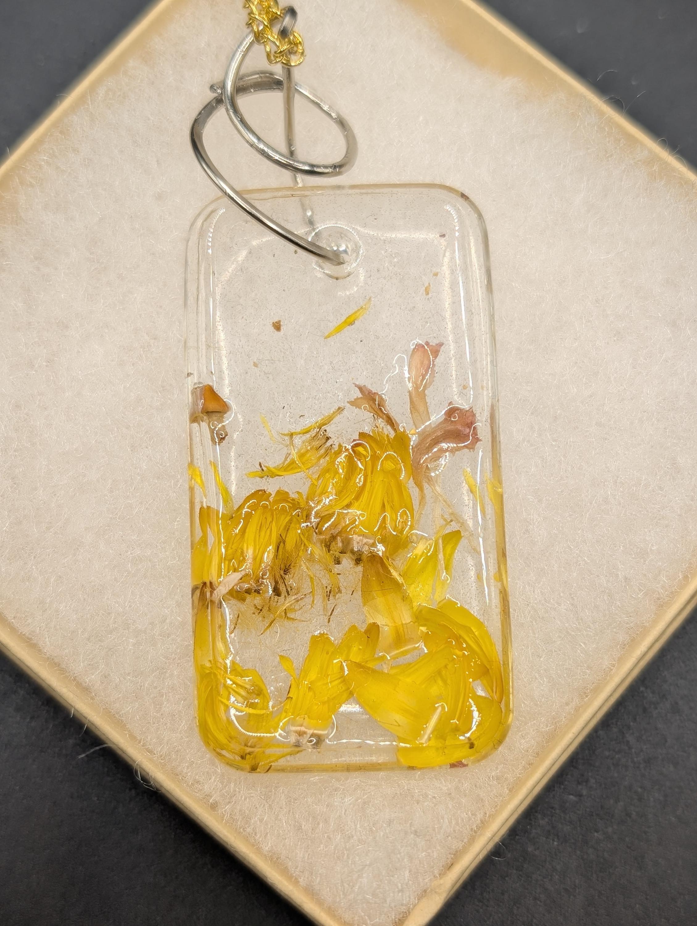 Yellow Flower Jewelry - Long Pendant __etsy:7739823782