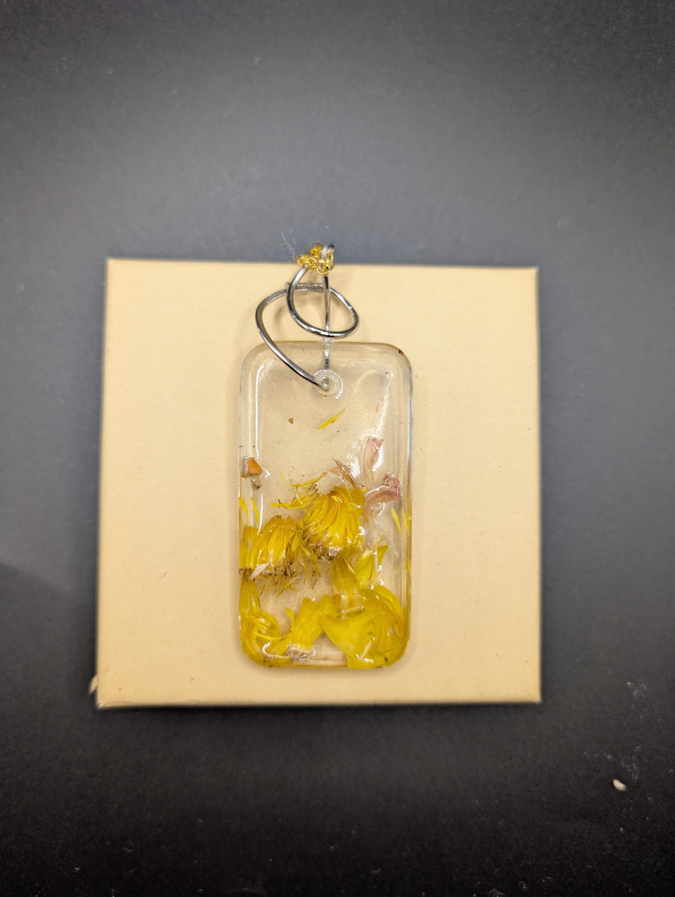 Yellow Flower Jewelry - Long Pendant __etsy:7739891498