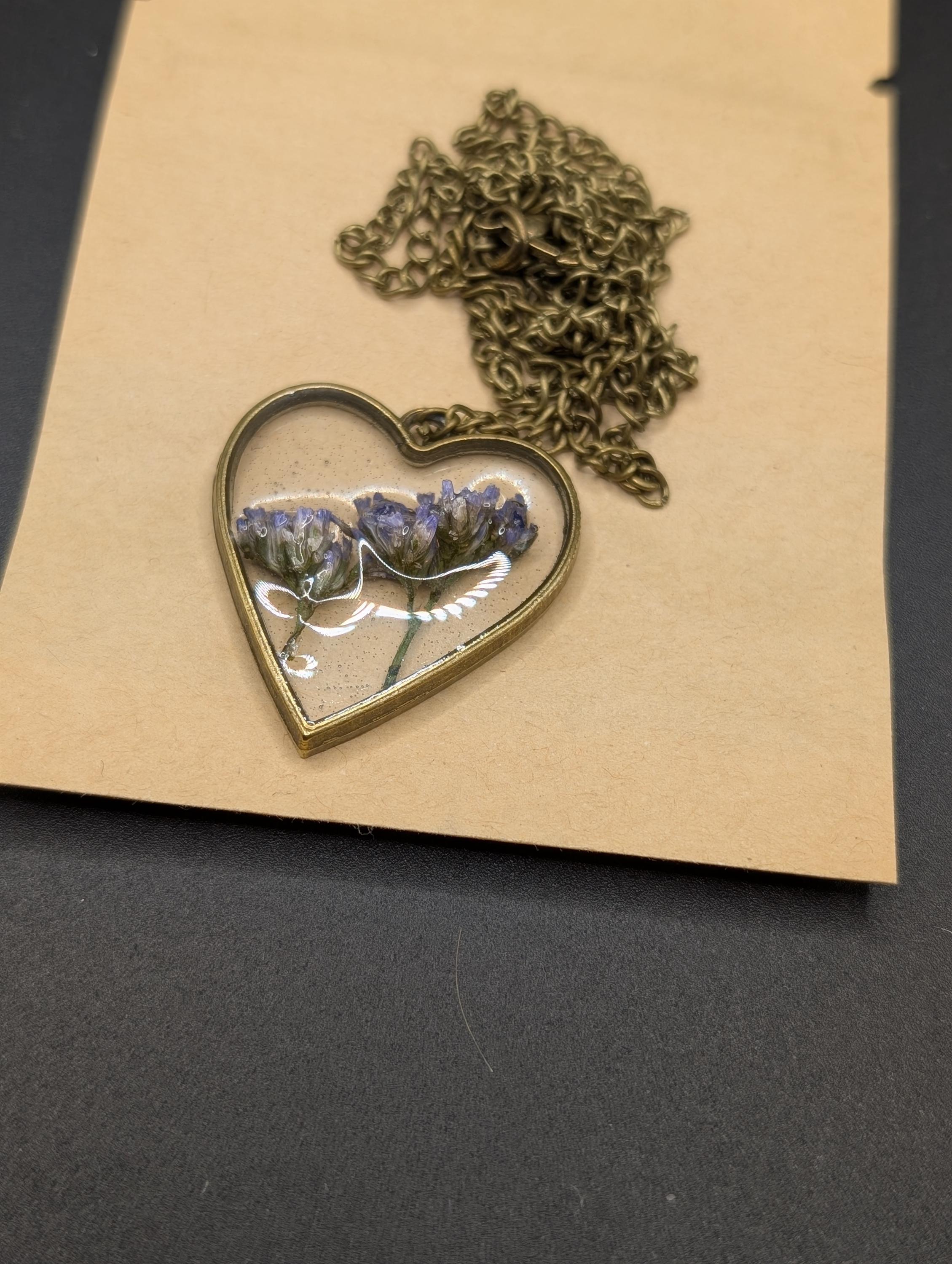 Purple Heart Pendant - Plant Jewelry __etsy:7750395546