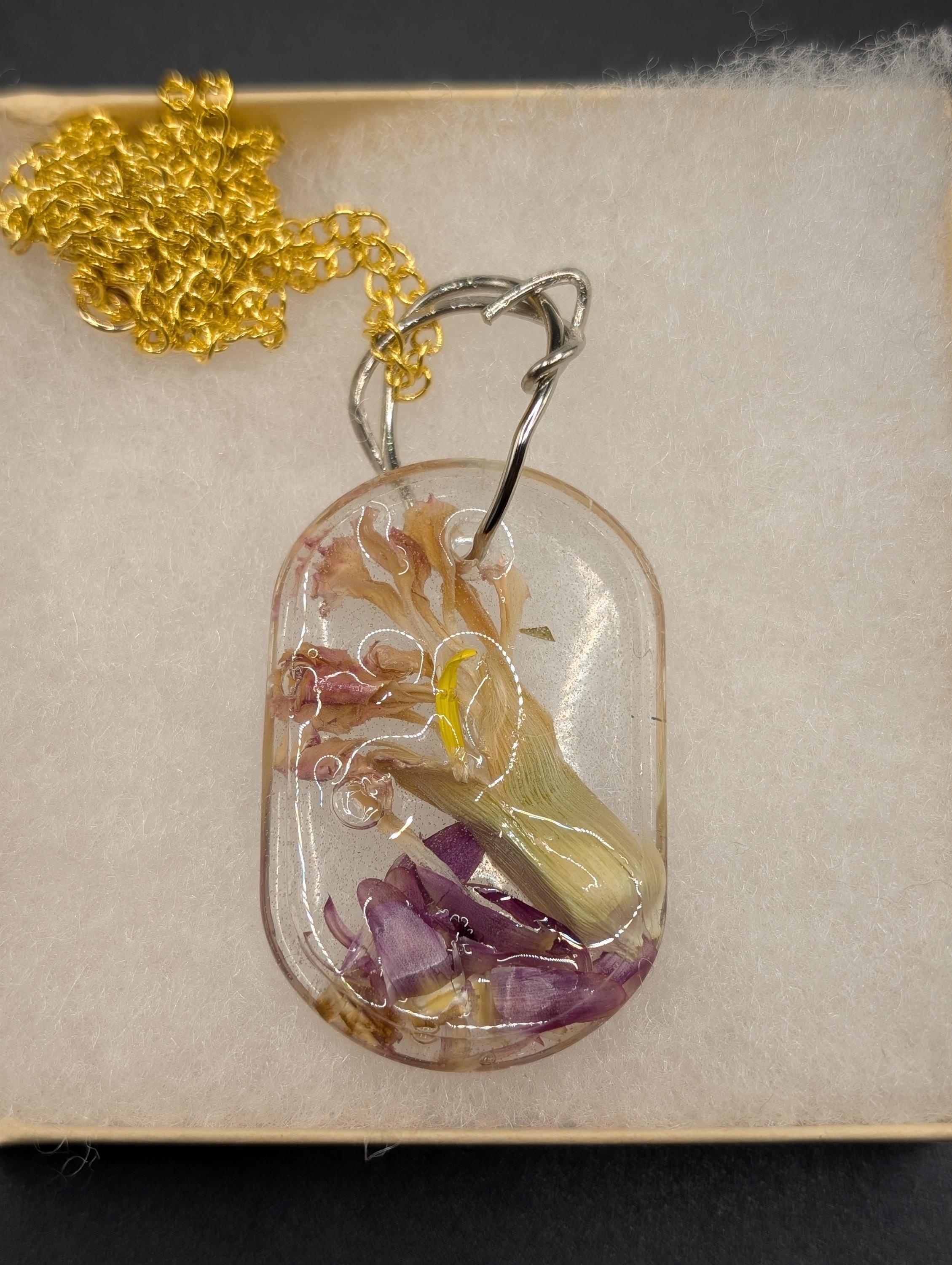 Long Necklace - Nature Jewelry - Oval Resin Pendant __etsy:7763694178
