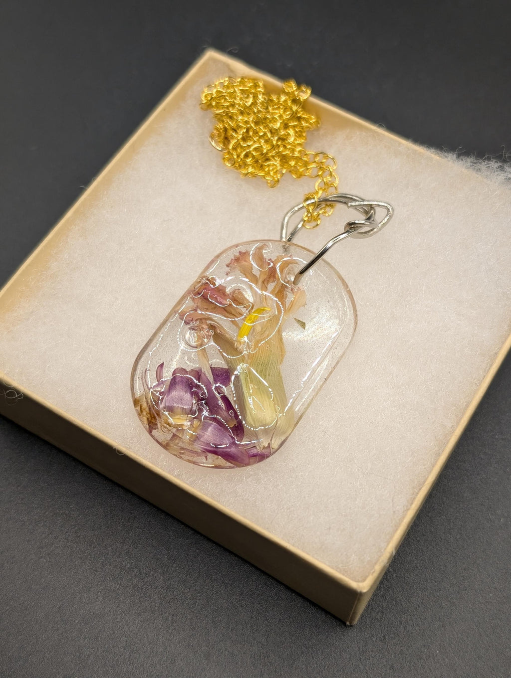 Long Necklace - Nature Jewelry - Oval Resin Pendant __etsy:7763694216