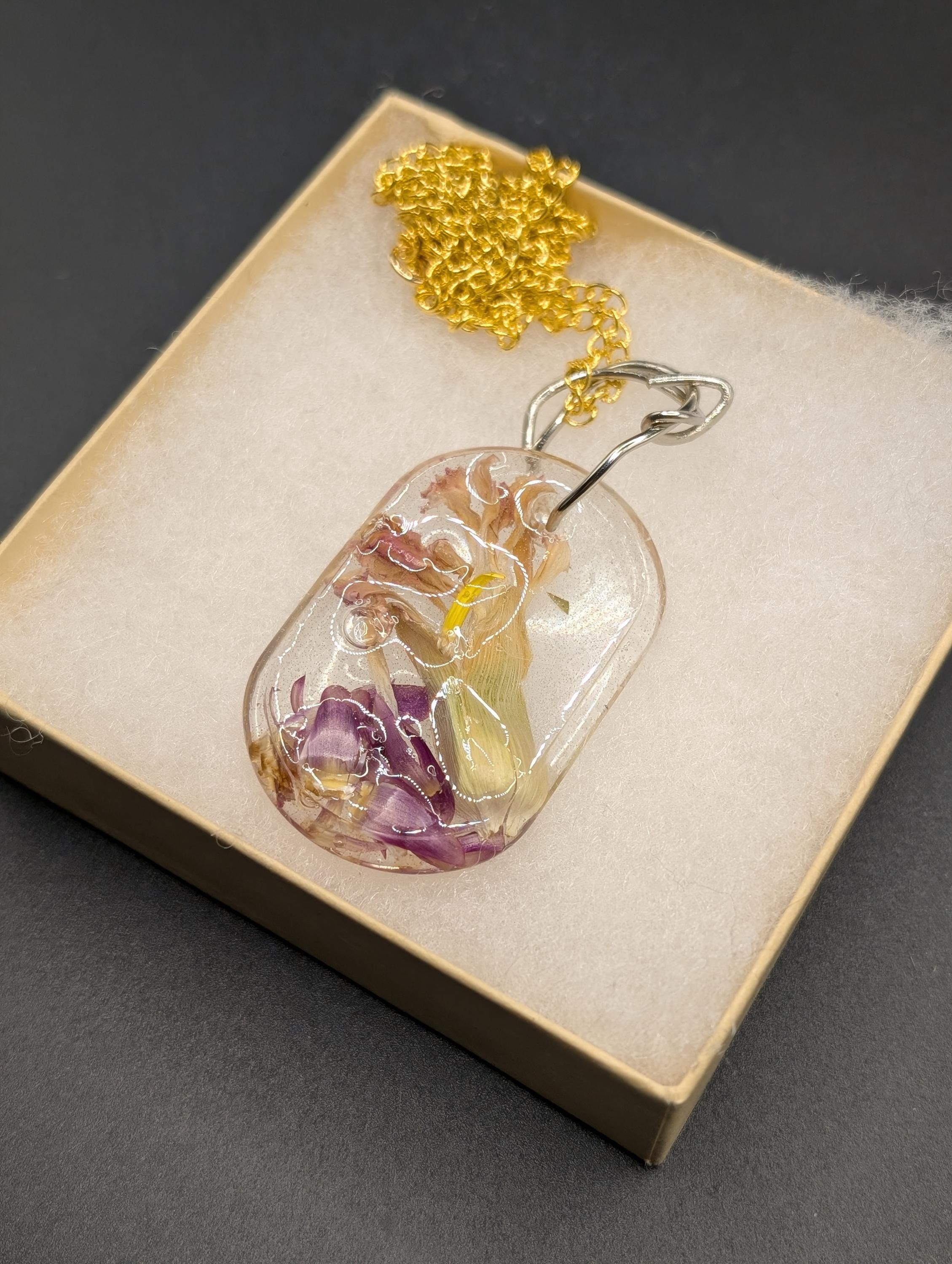 Long Necklace - Nature Jewelry - Oval Resin Pendant __etsy:7763694216
