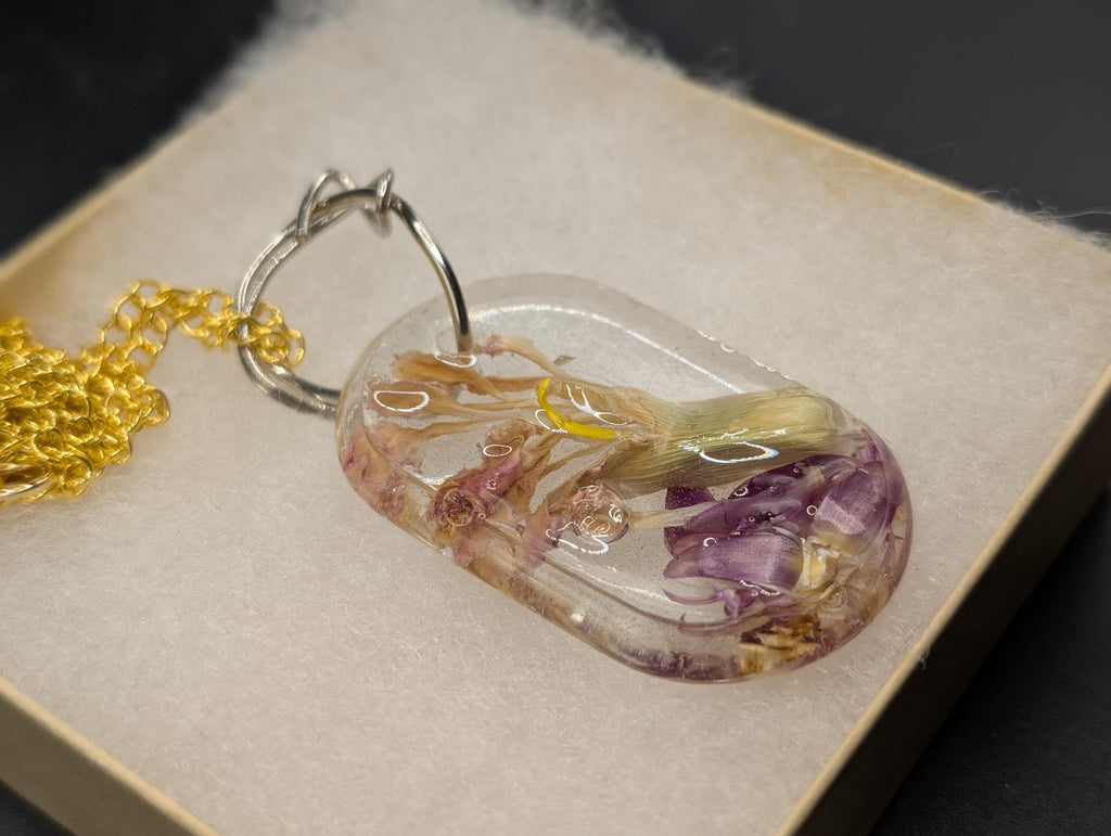 Long Necklace - Nature Jewelry - Oval Resin Pendant __etsy:7763694224