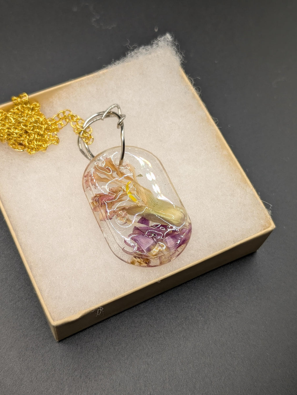 Long Necklace - Nature Jewelry - Oval Resin Pendant __etsy:7763705886