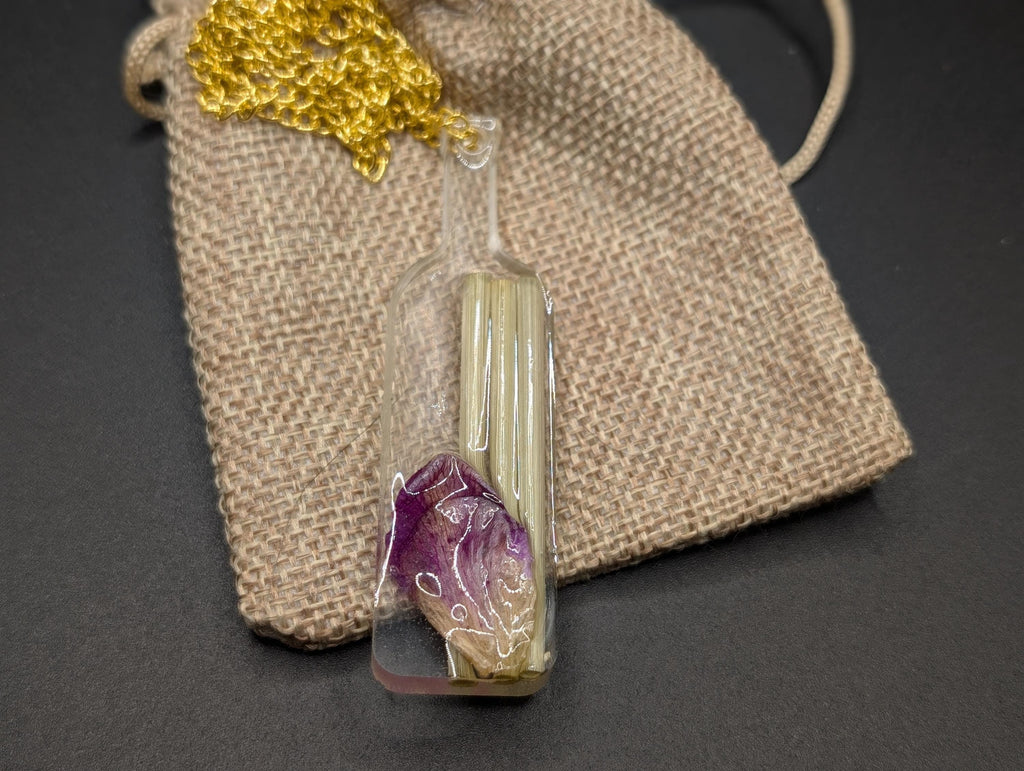 Dried Flower Bottle Necklace - Simple Resin Jewelry __etsy:7763814390