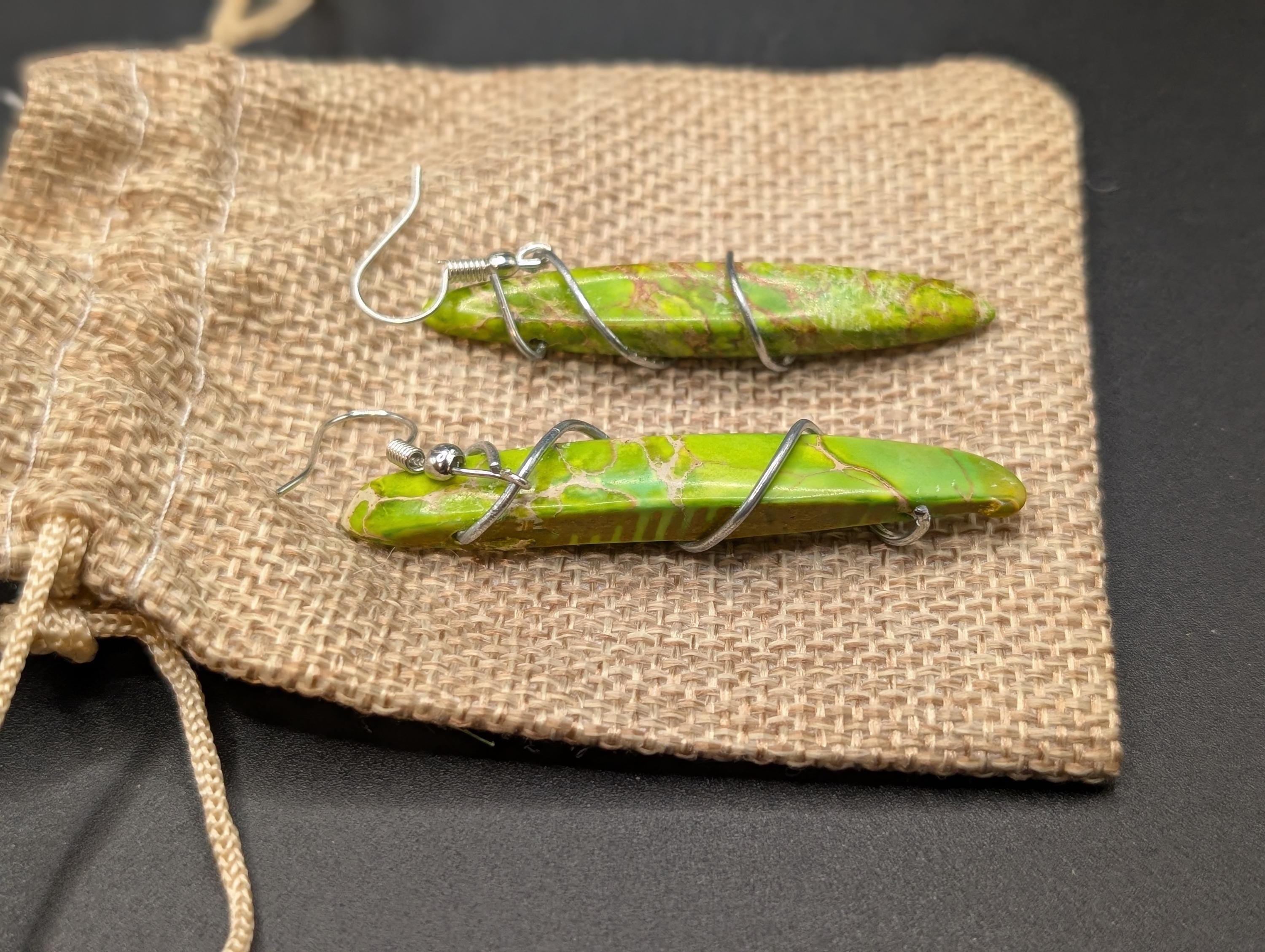 Natural Stone Earrings - Upcycled Jewelry __etsy:7774968047