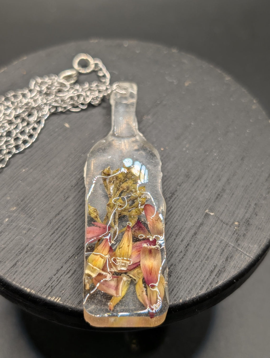 Real Botanical Bottle Necklace - Dried Flower Jewelry __etsy:7784555929