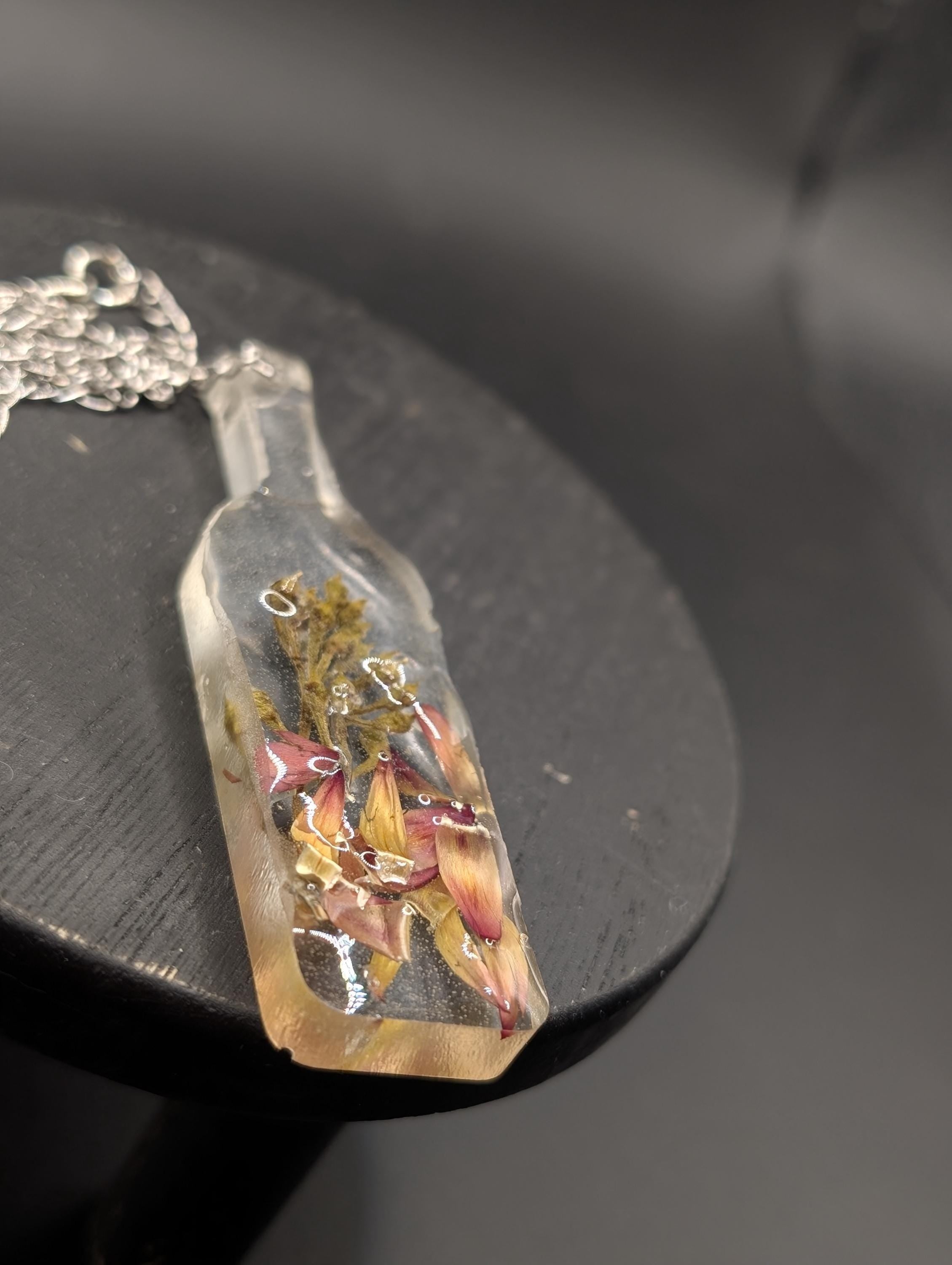 Real Botanical Bottle Necklace - Dried Flower Jewelry __etsy:7784555943