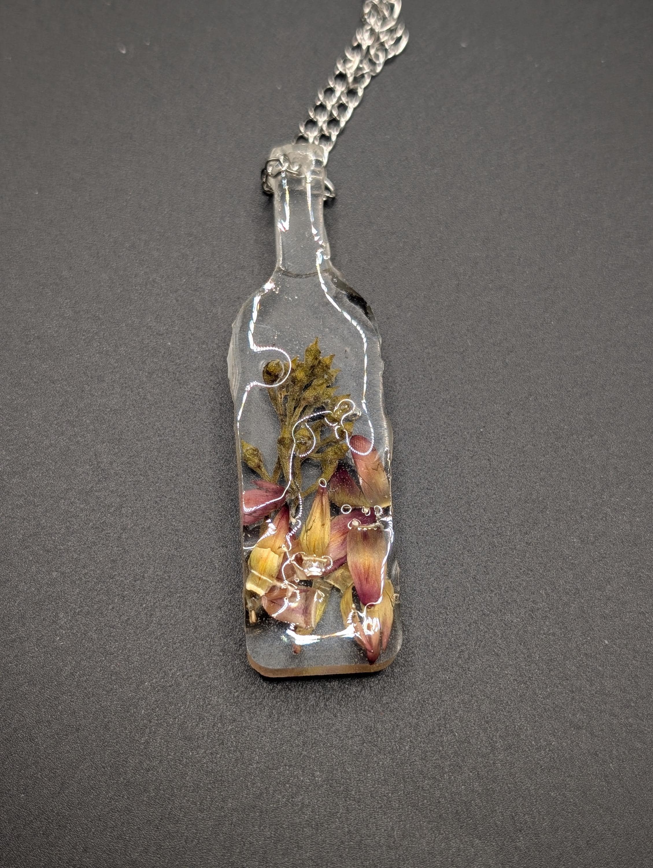 Real Botanical Bottle Necklace - Dried Flower Jewelry __etsy:7784555951