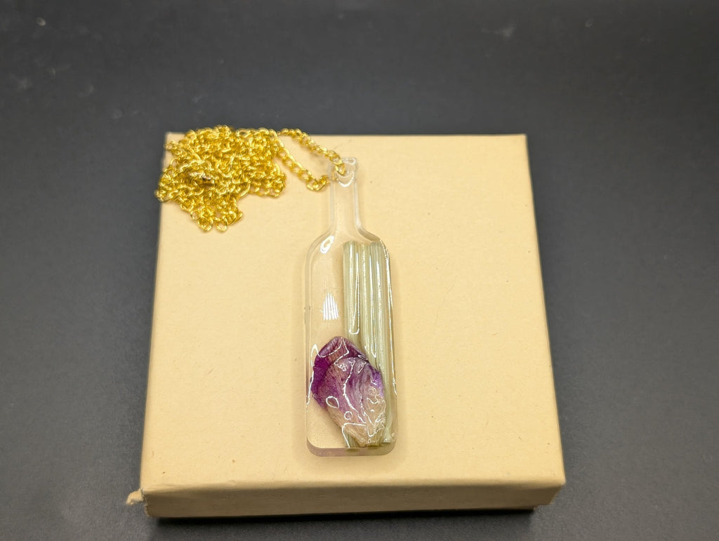 Dried Flower Bottle Necklace - Simple Resin Jewelry __etsy:7811783215