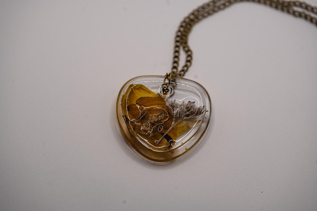 Yellow Flower Pendant - Nature Jewelry __etsy:7864228276