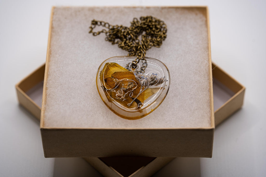 Yellow Flower Pendant - Nature Jewelry __etsy:7912194223