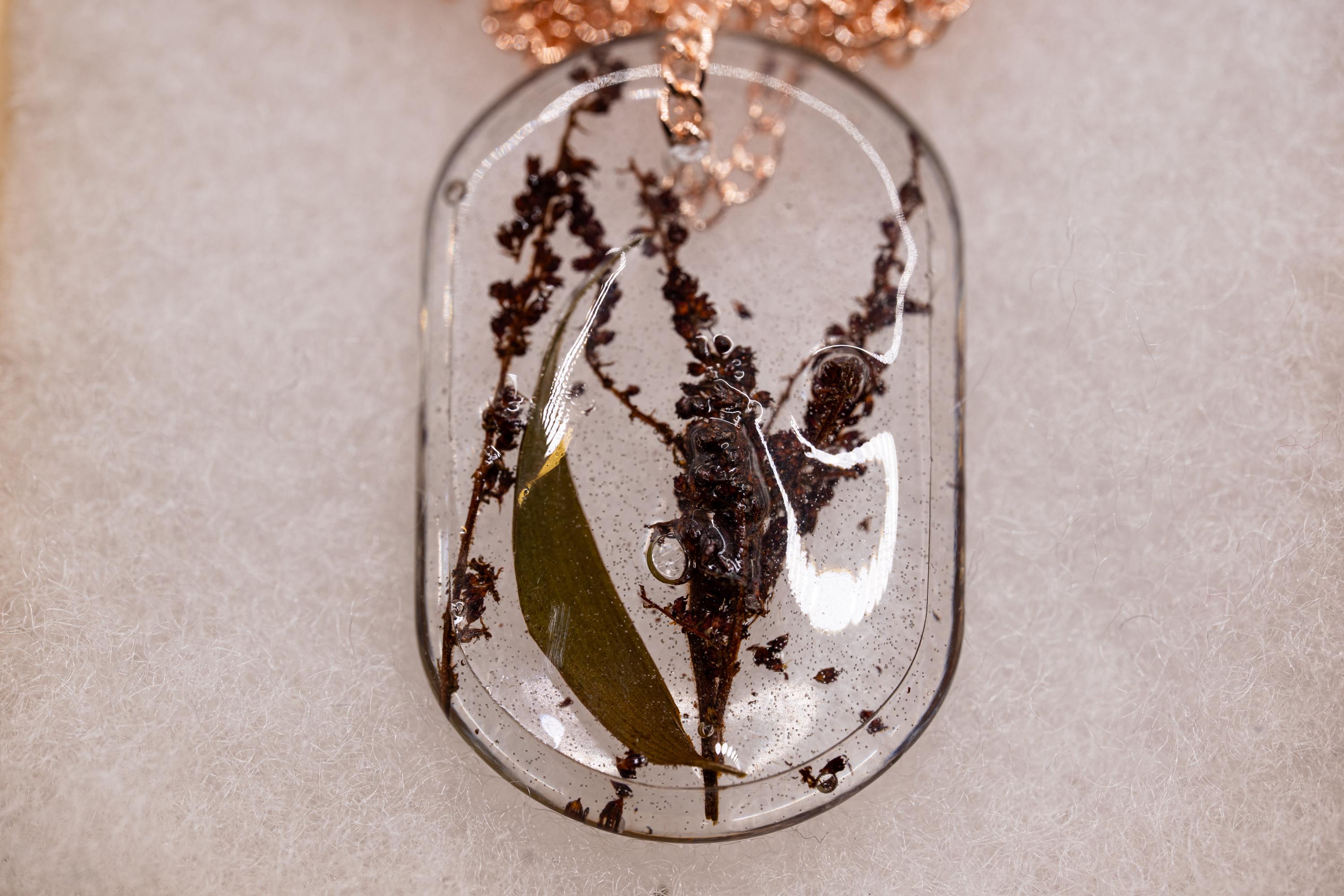 Oval Flower Pendant - Nature Jewelry __etsy:7912274783